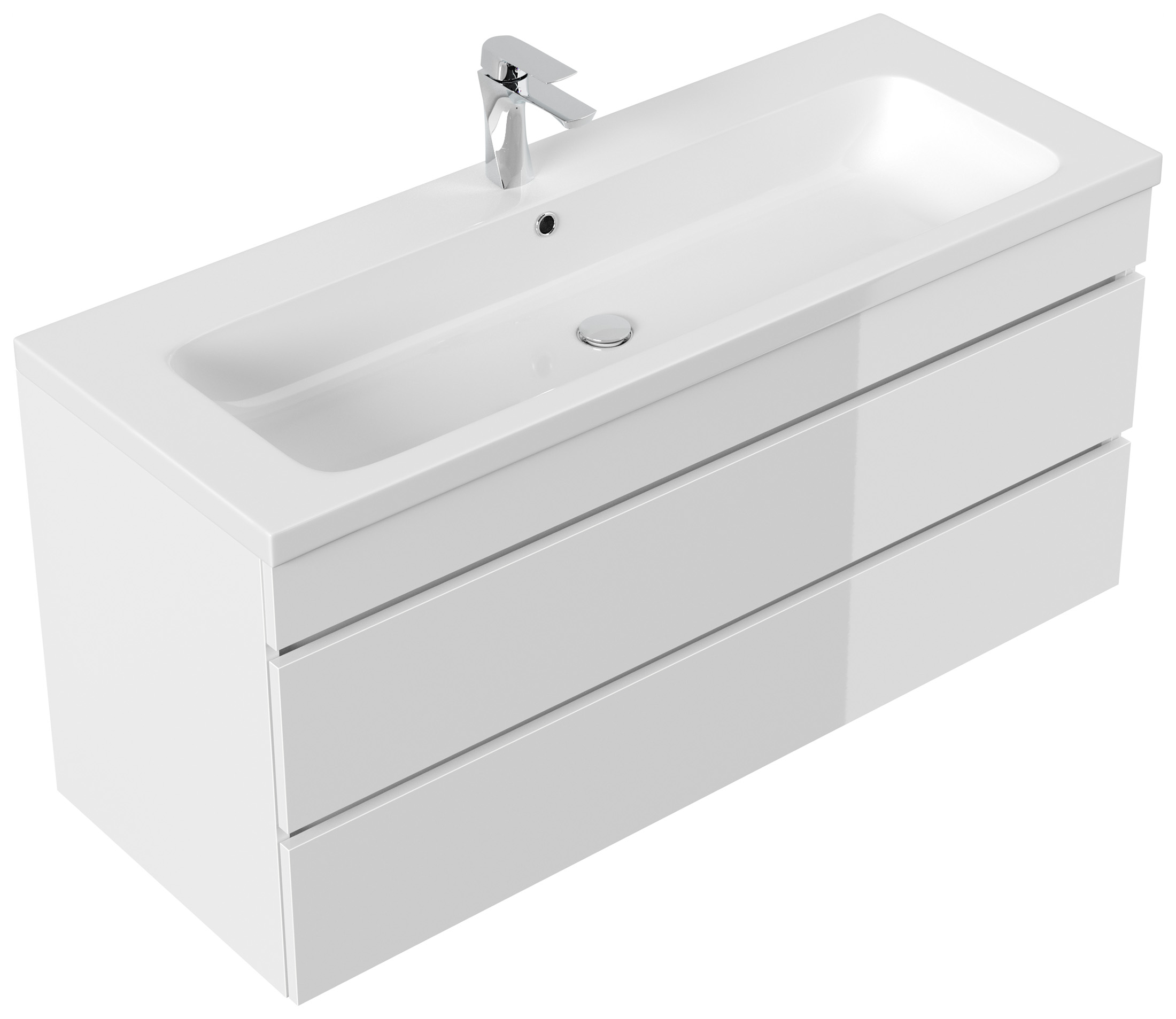 Badmöbel Via 120 SoftClose weiss hochglanz mit grifflosen Schubladen