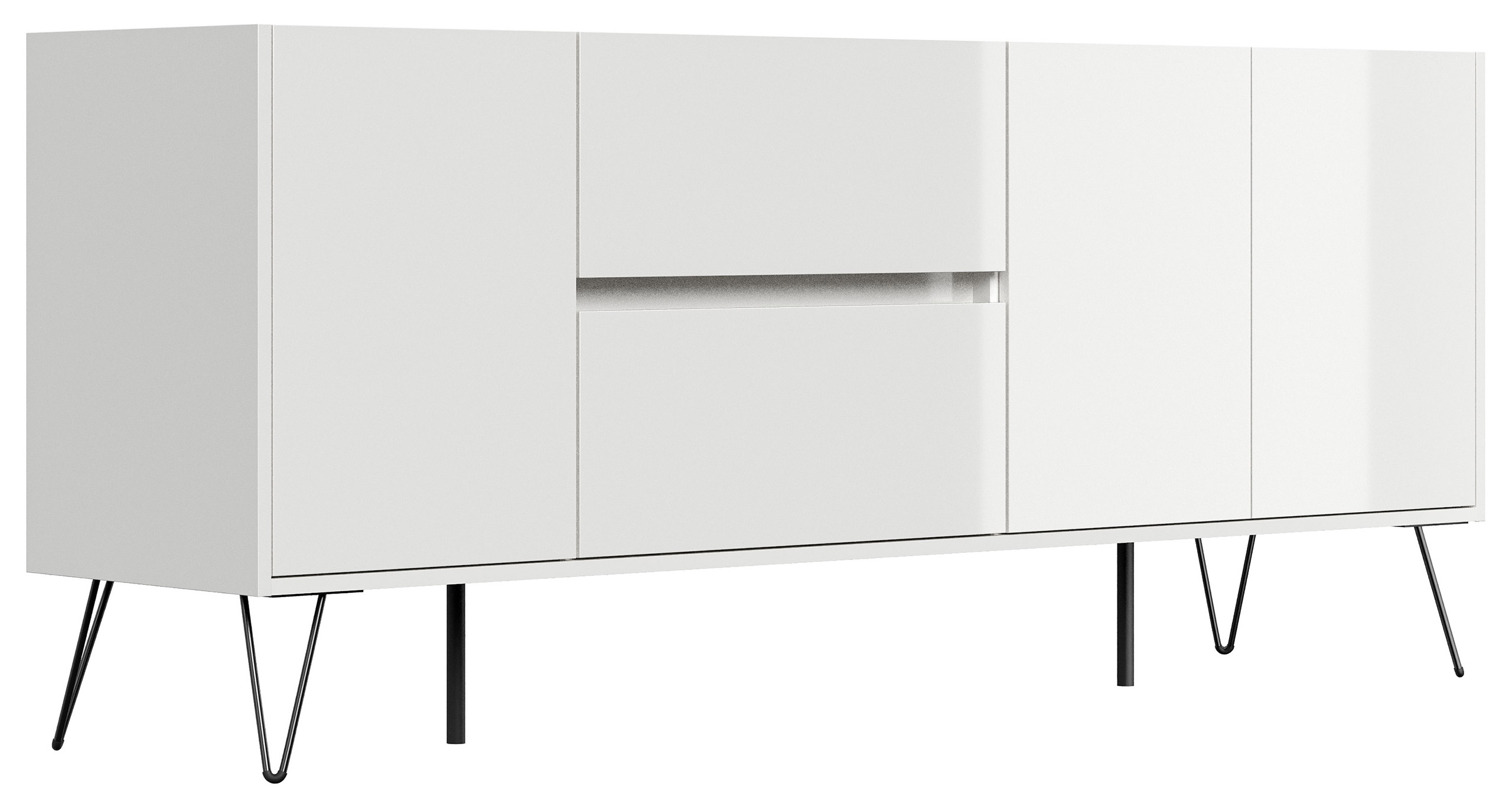 Raumwunder XL Sideboard Kommode Pharo 180cm 2 SoftClose 3 Türen Weiß/Eiche Top