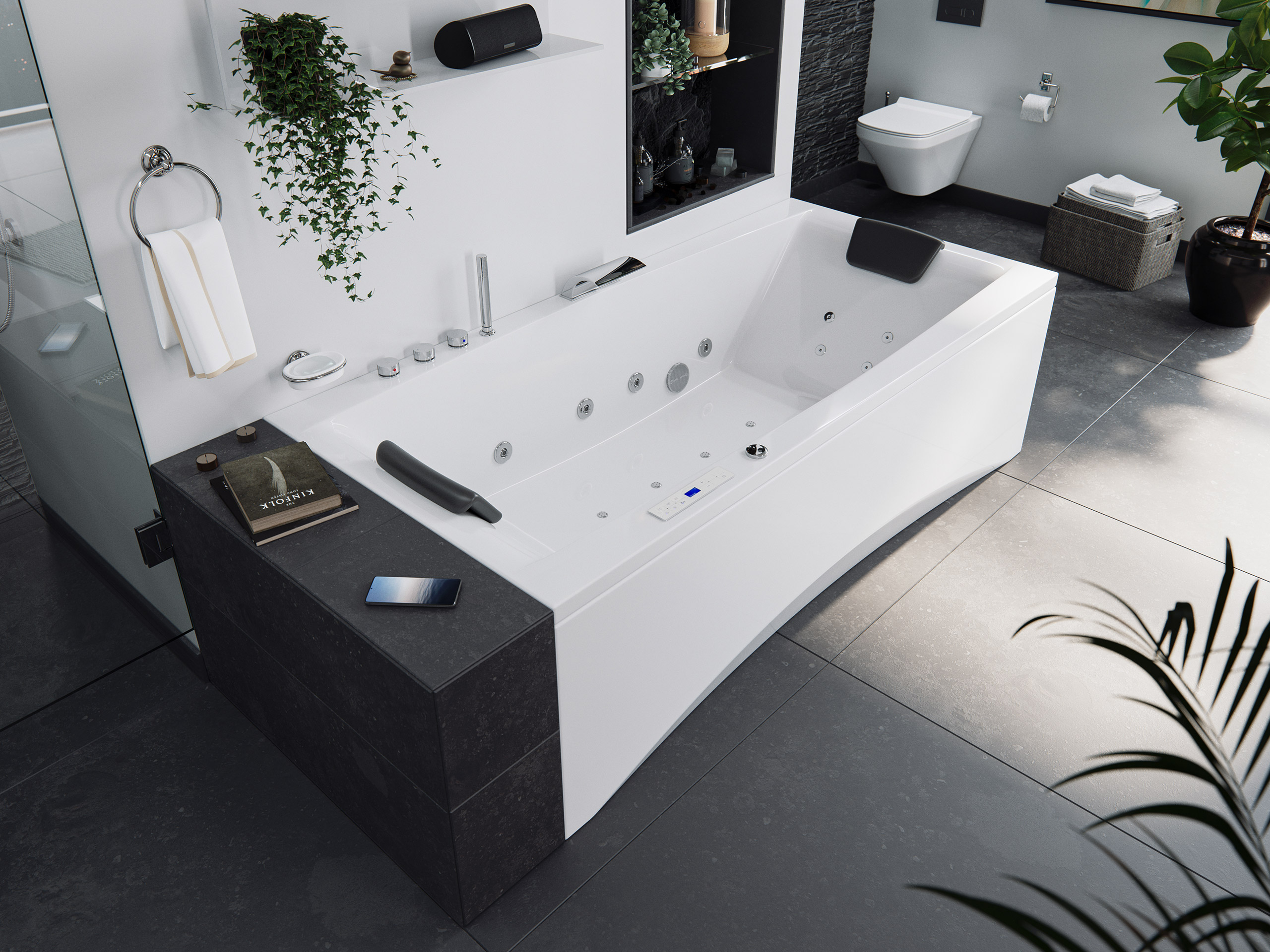 Rechteck Whirlpool Unity 190x90 Made in Germany 24 Massagedüsen mit Armatur
