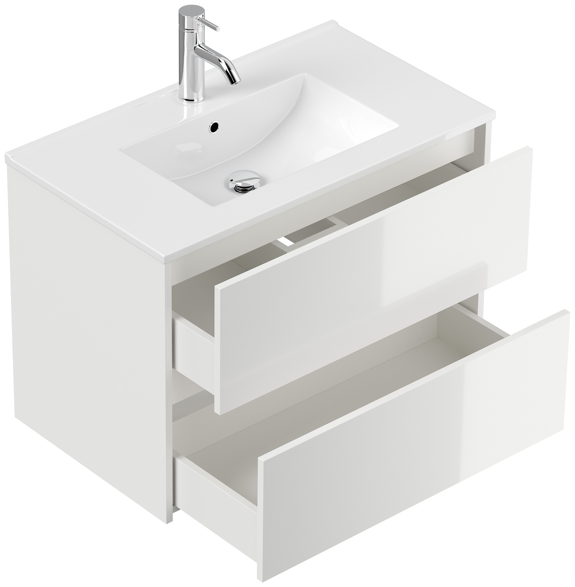 Badmöbelset Taifun 80cm 3tlg mit Spiegelschrank & 3er Boxen Set weiß Hgl
