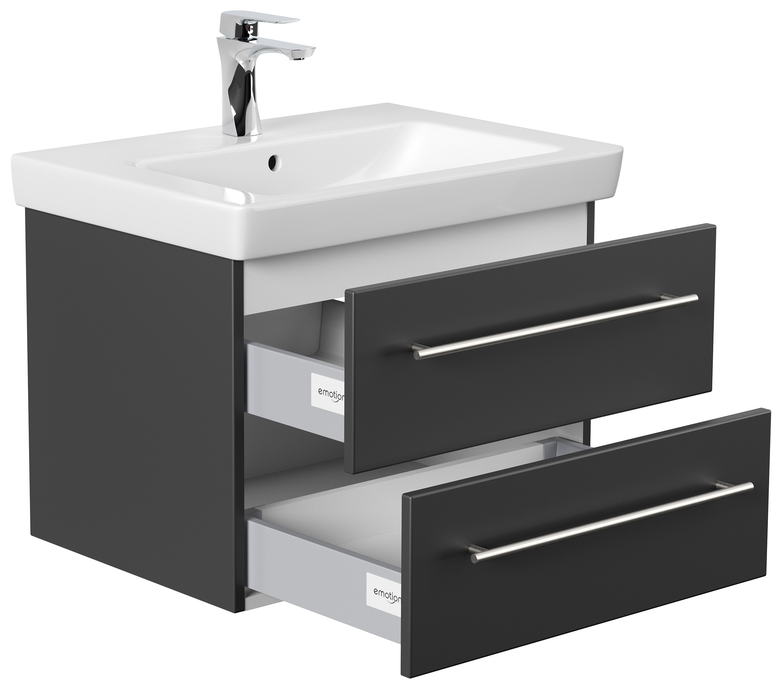 Badmöbel mit Villeroy & Boch Subway 2.0 Waschbecken 65 cm SoftClose schwarz