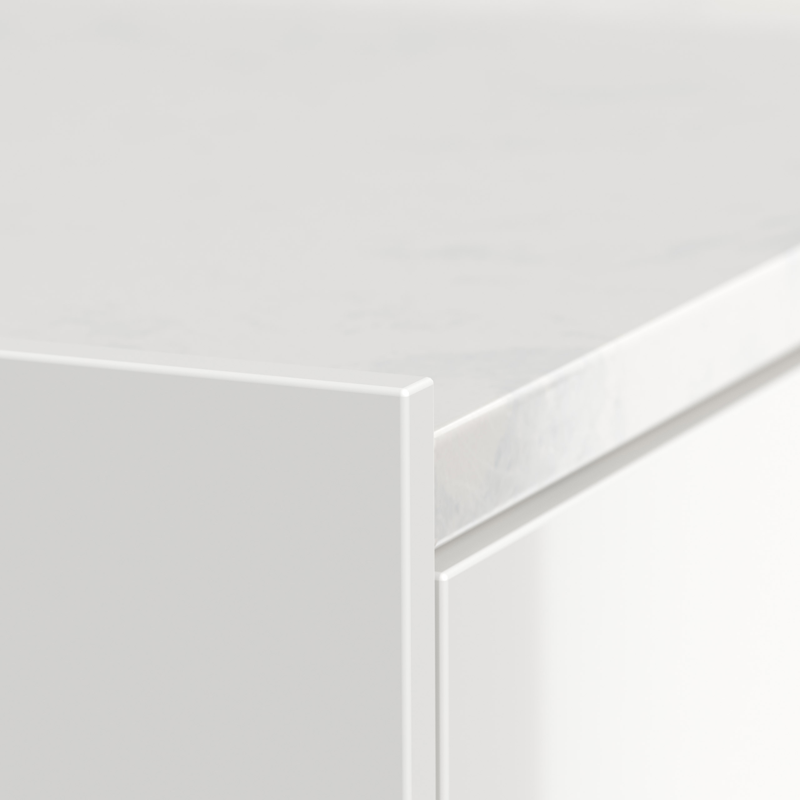 Design Nachttisch Kommode Artem 60cm, Quarztop, 2 Softeinzüge lackiert Weiß Hgl