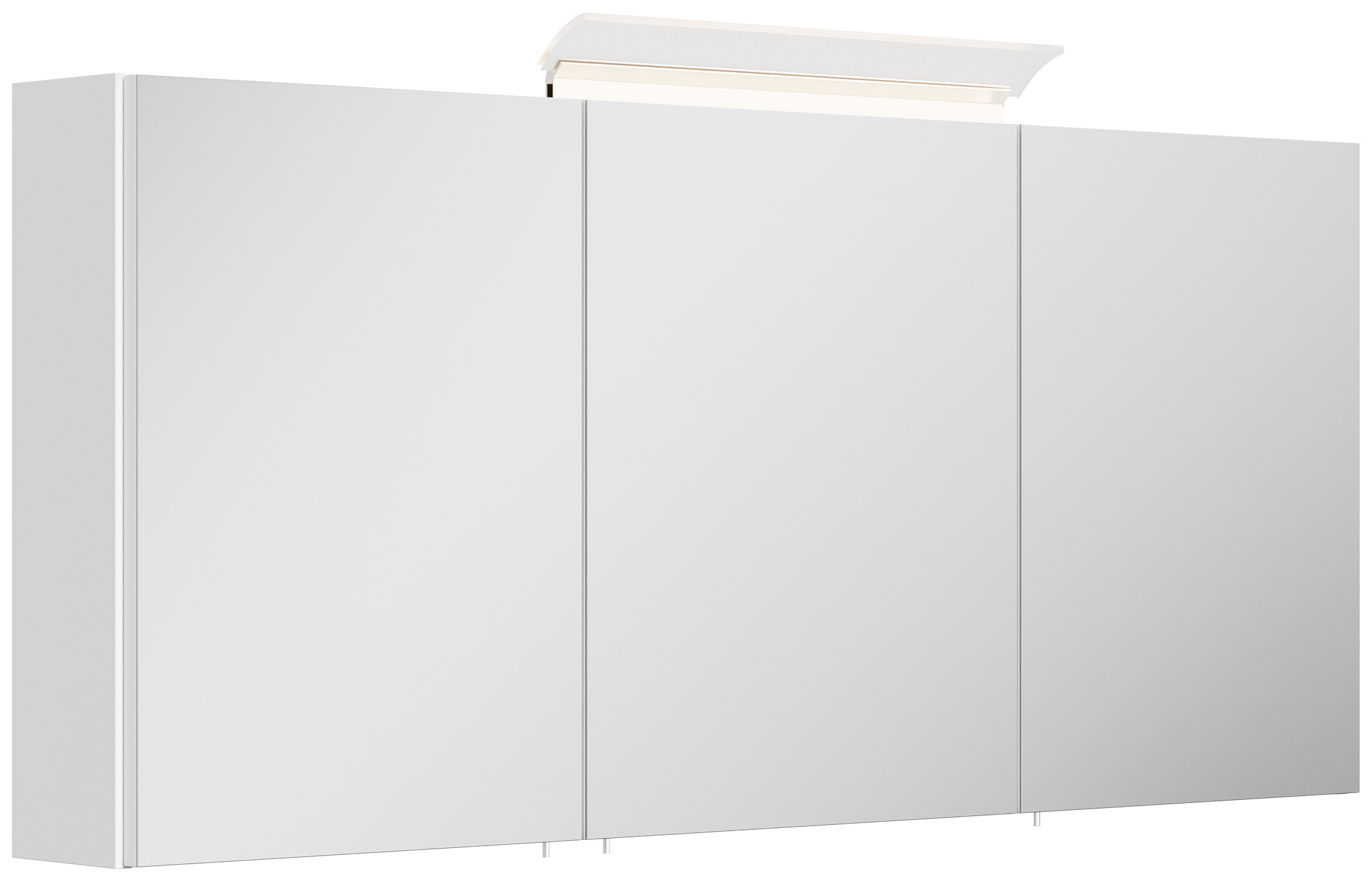 Spiegelschrank 140cm inkl. Design LED-Lampe und Glasböden weiss hochglanz