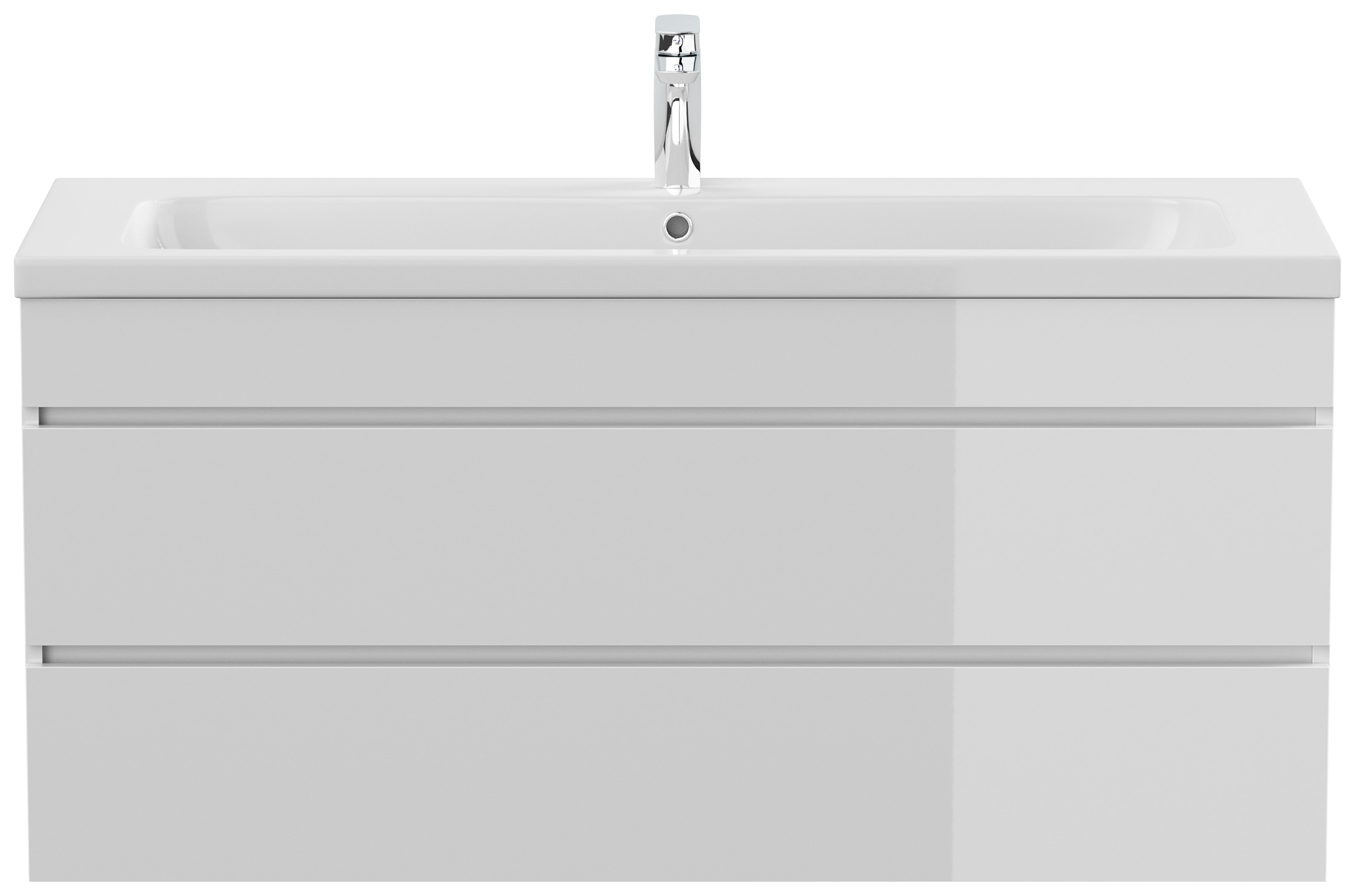 Badmöbel Via 120 SoftClose weiss hochglanz mit grifflosen Schubladen