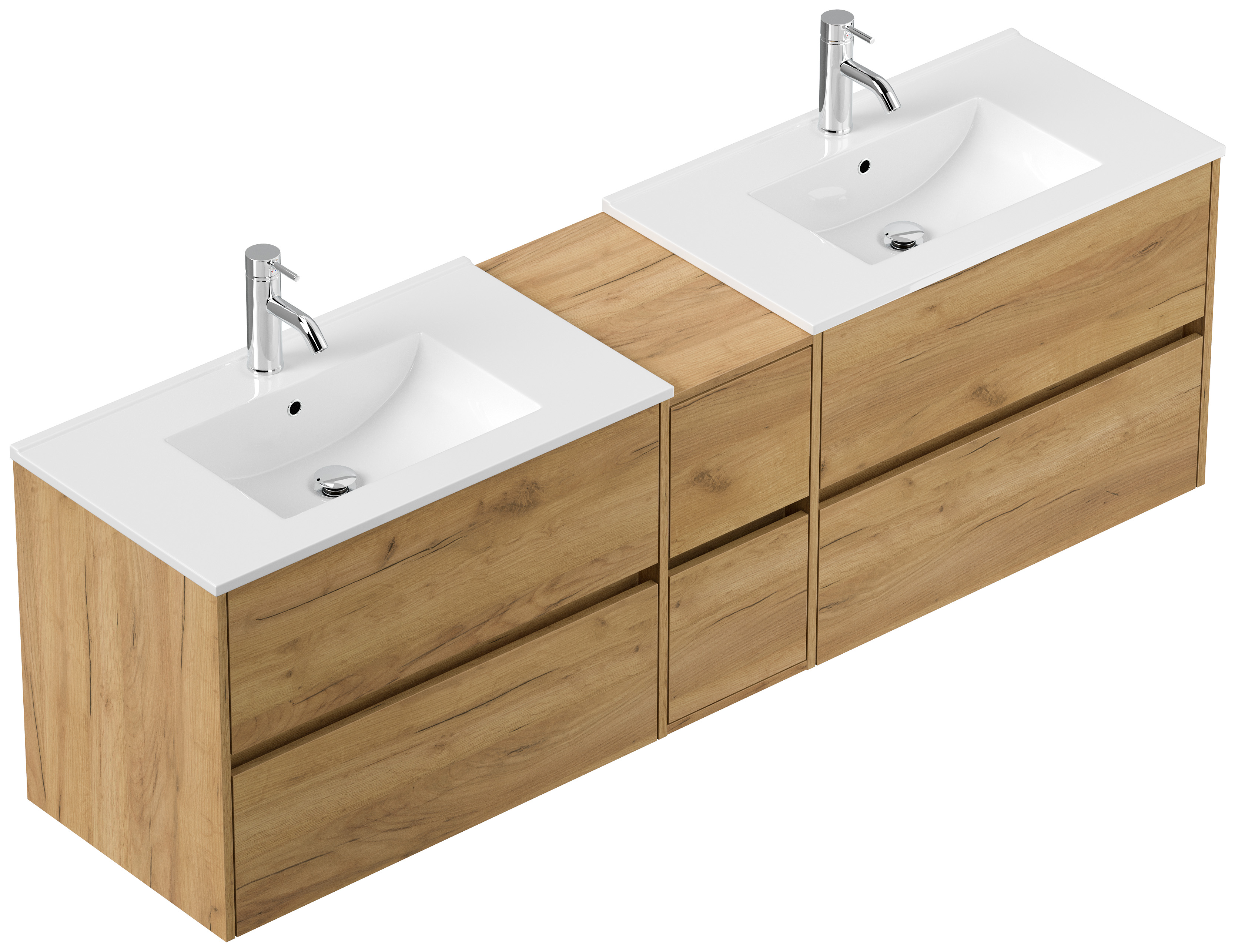 Badmöbelset Taifun 190cm 3tlg mit 2x Spiegelschrank eiche gold