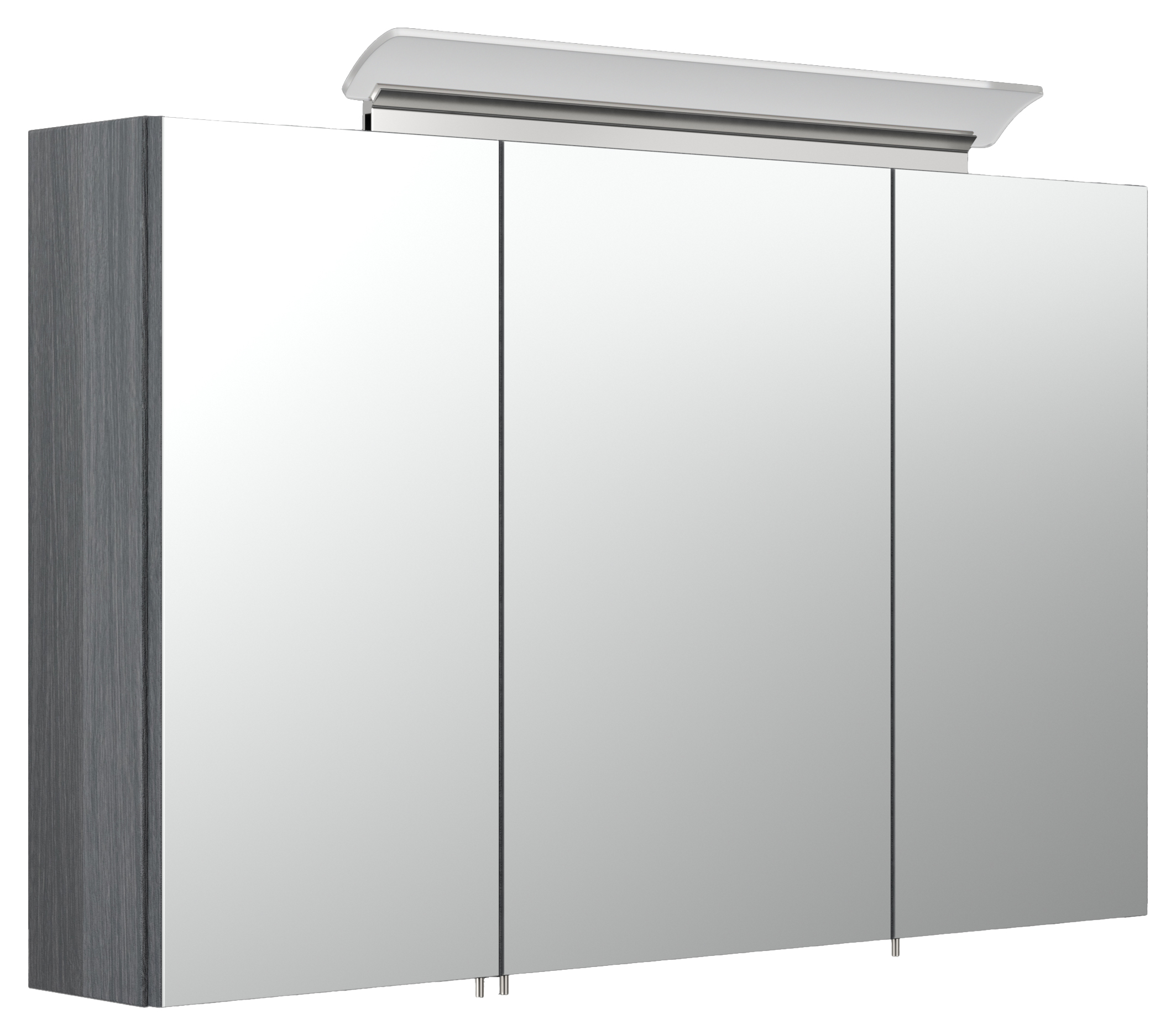 Spiegelschrank 100cm inkl. Design LED-Lampe und Glasböden anthrazit gemasert