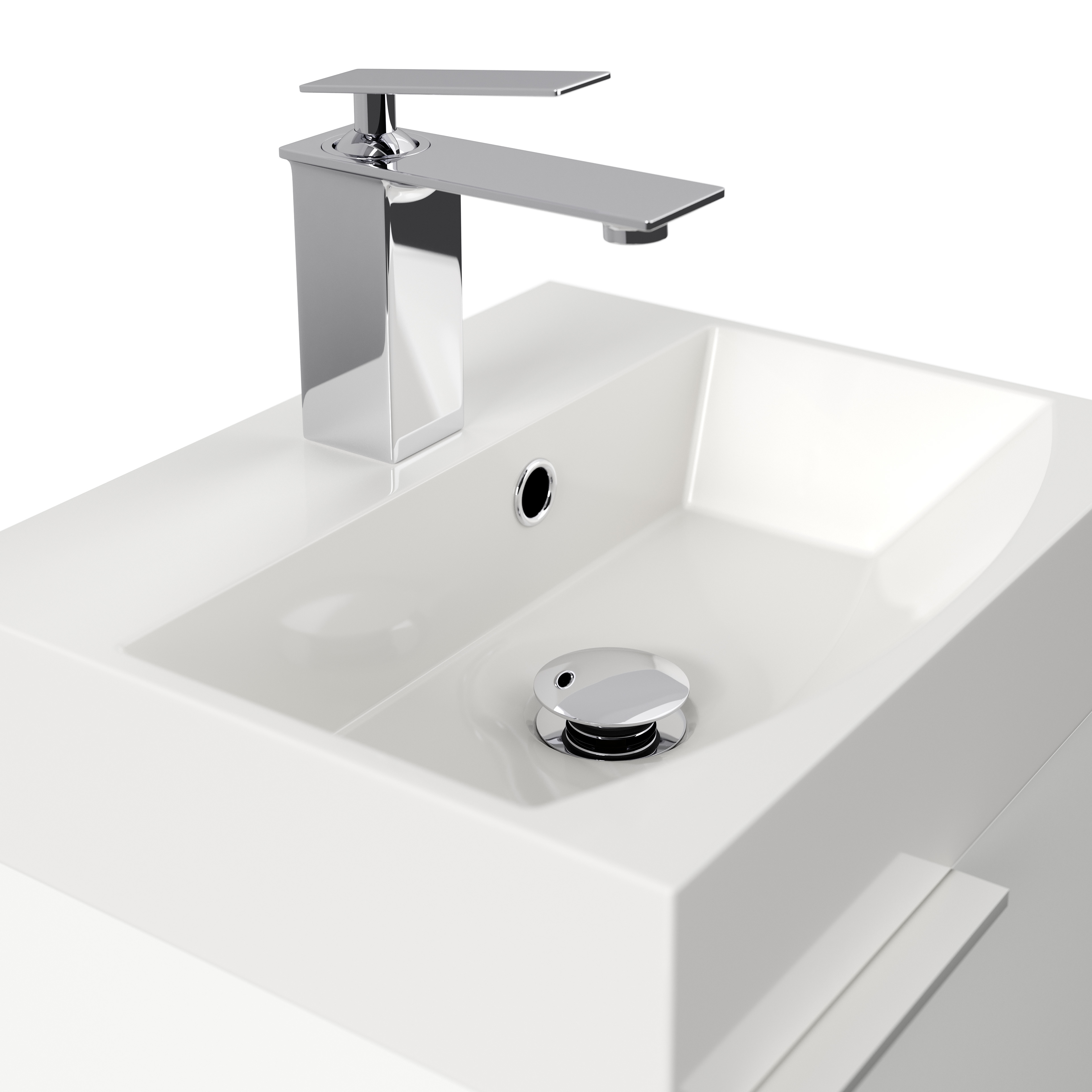 Gäste WC Badmöbel Kubus Slimline 40cm SoftClose weiß hochglanz