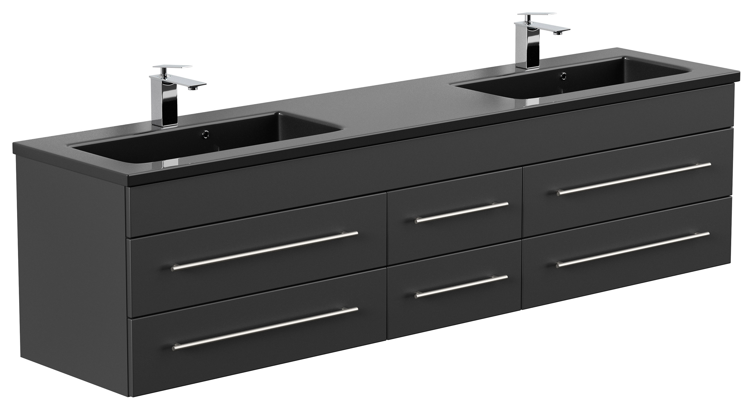 Badmöbel Compose 200 schwarzes Waschbecken SoftClose schwarz