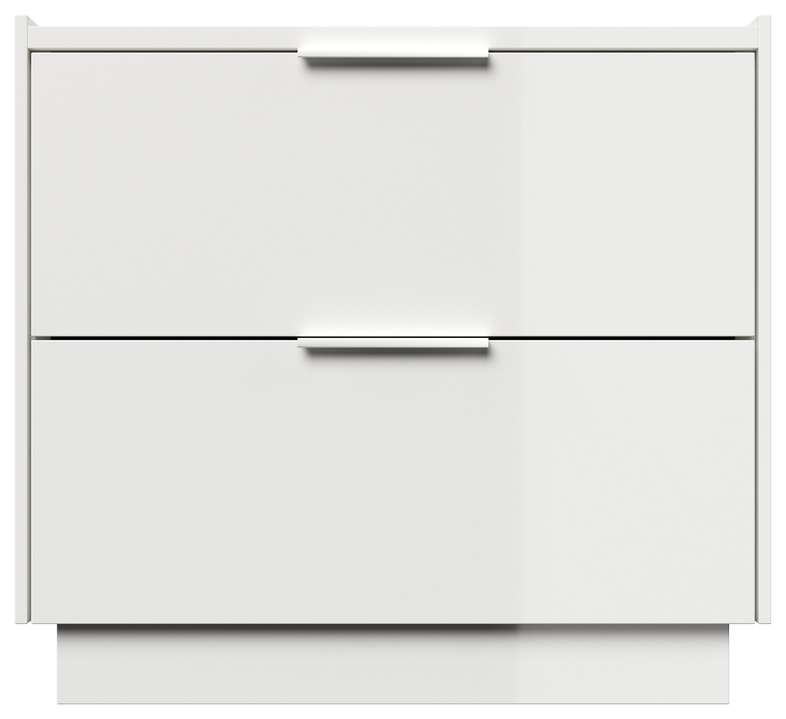 Design Nachttisch Kommode Artem 60cm, 2 Softeinzüge lackiert Weiß Hgl