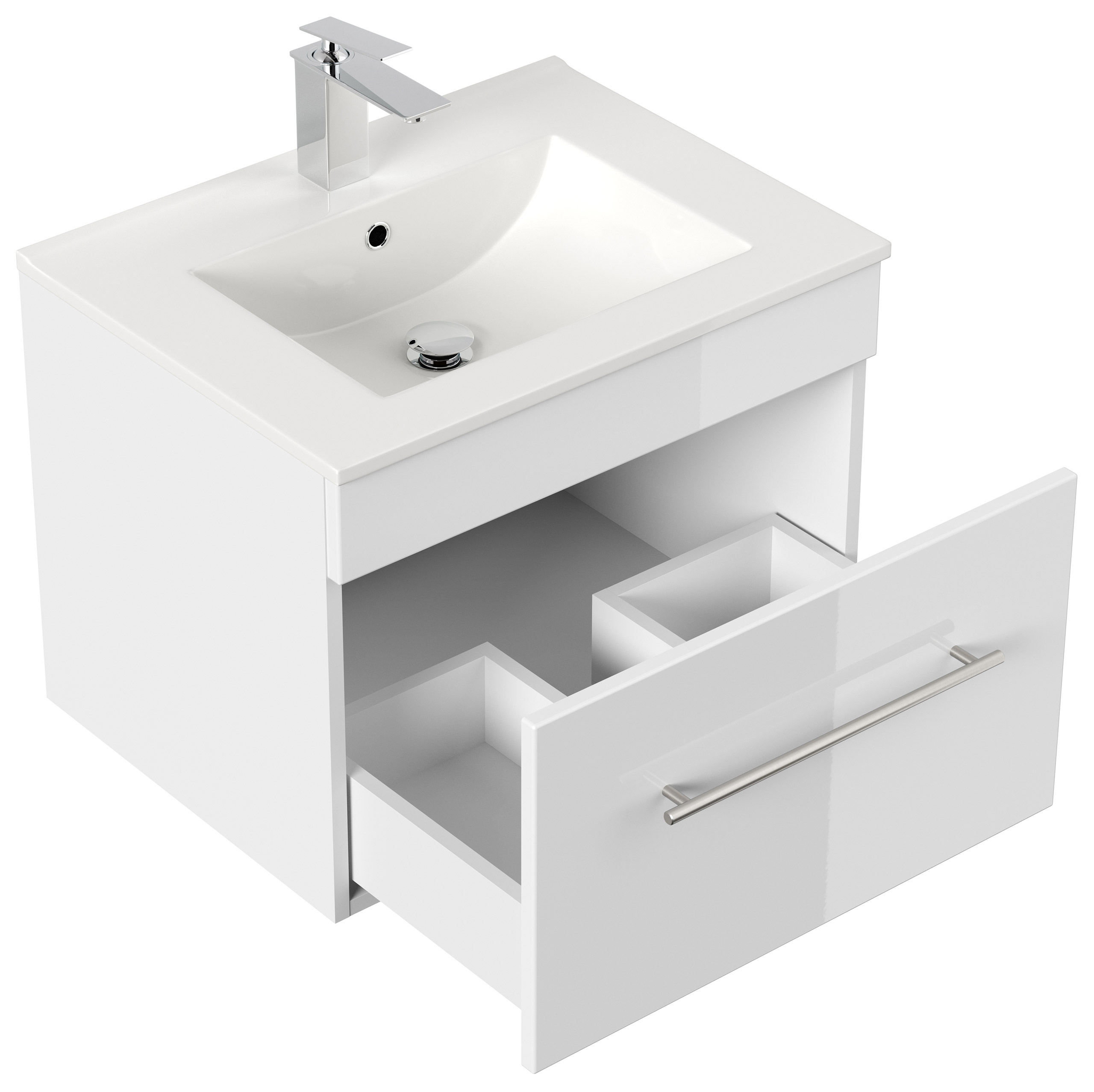 Badmöbel SANTINI 60 SoftClose weiss, Fronten weiss hochglanz