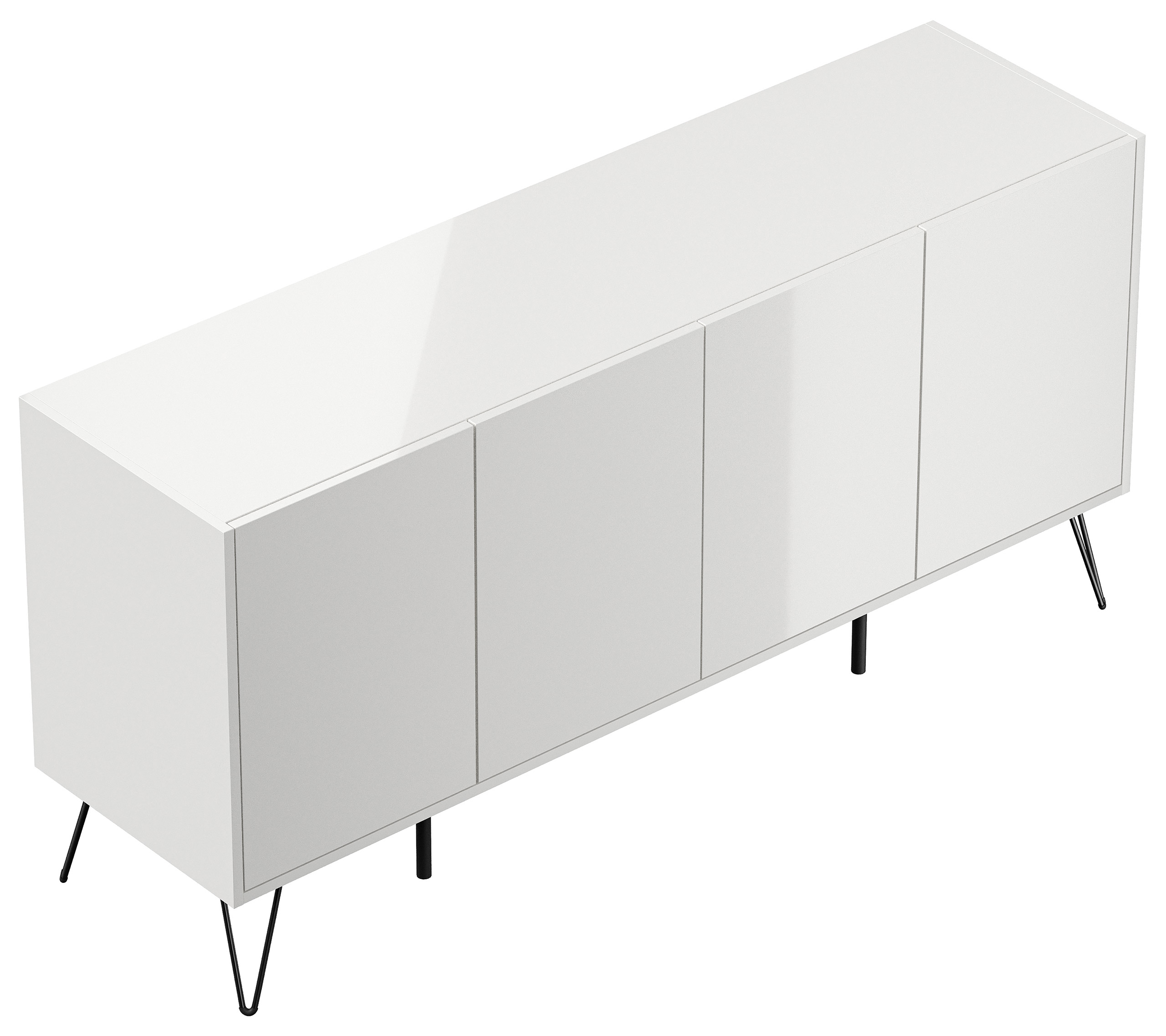 Raumwunder XL Sideboard Kommode Maxim 155cm stehend 4 Türen Grafit/Eiche Top