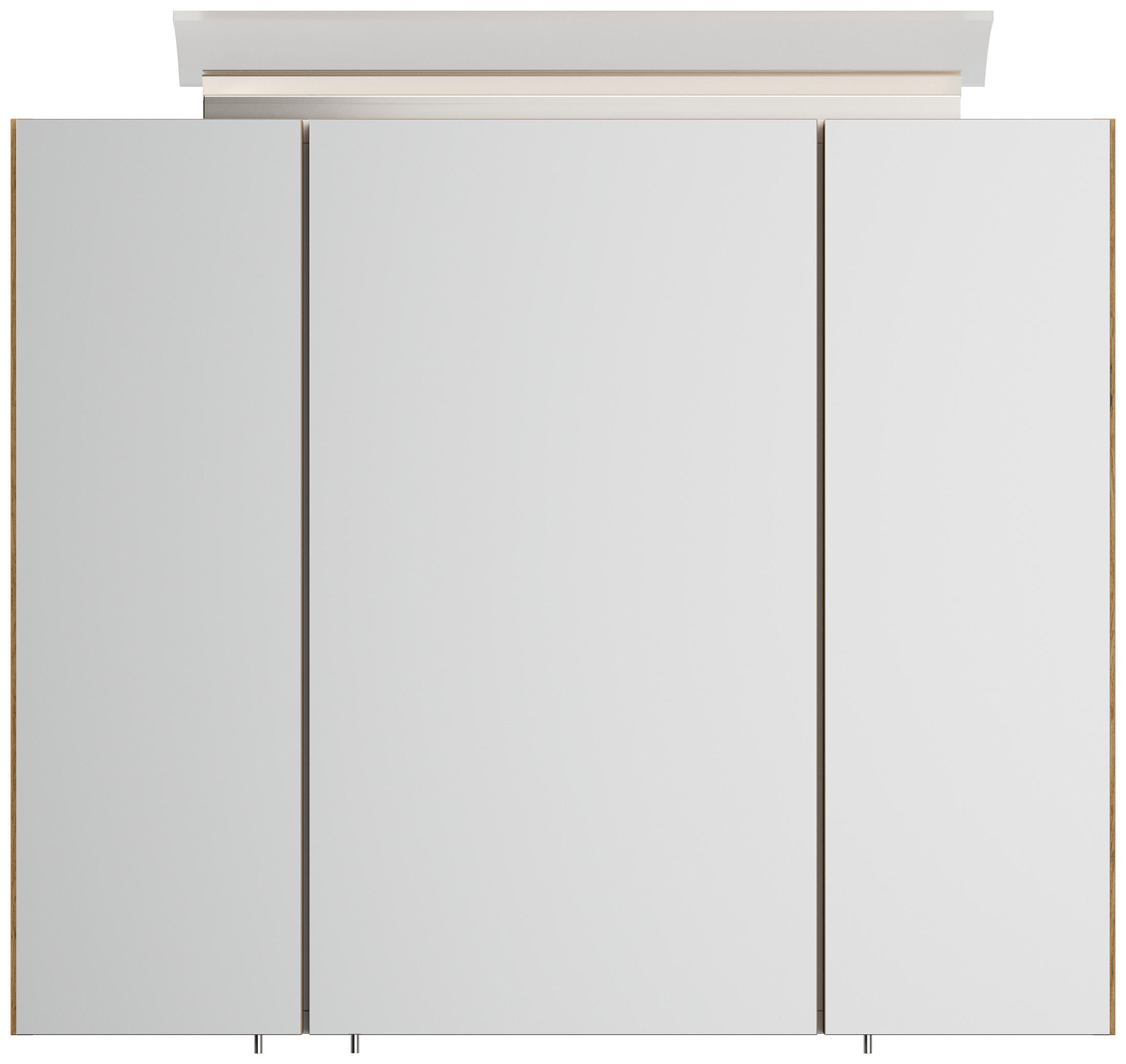Spiegelschrank 75cm inkl. Design LED-Lampe und Glasböden eiche gold