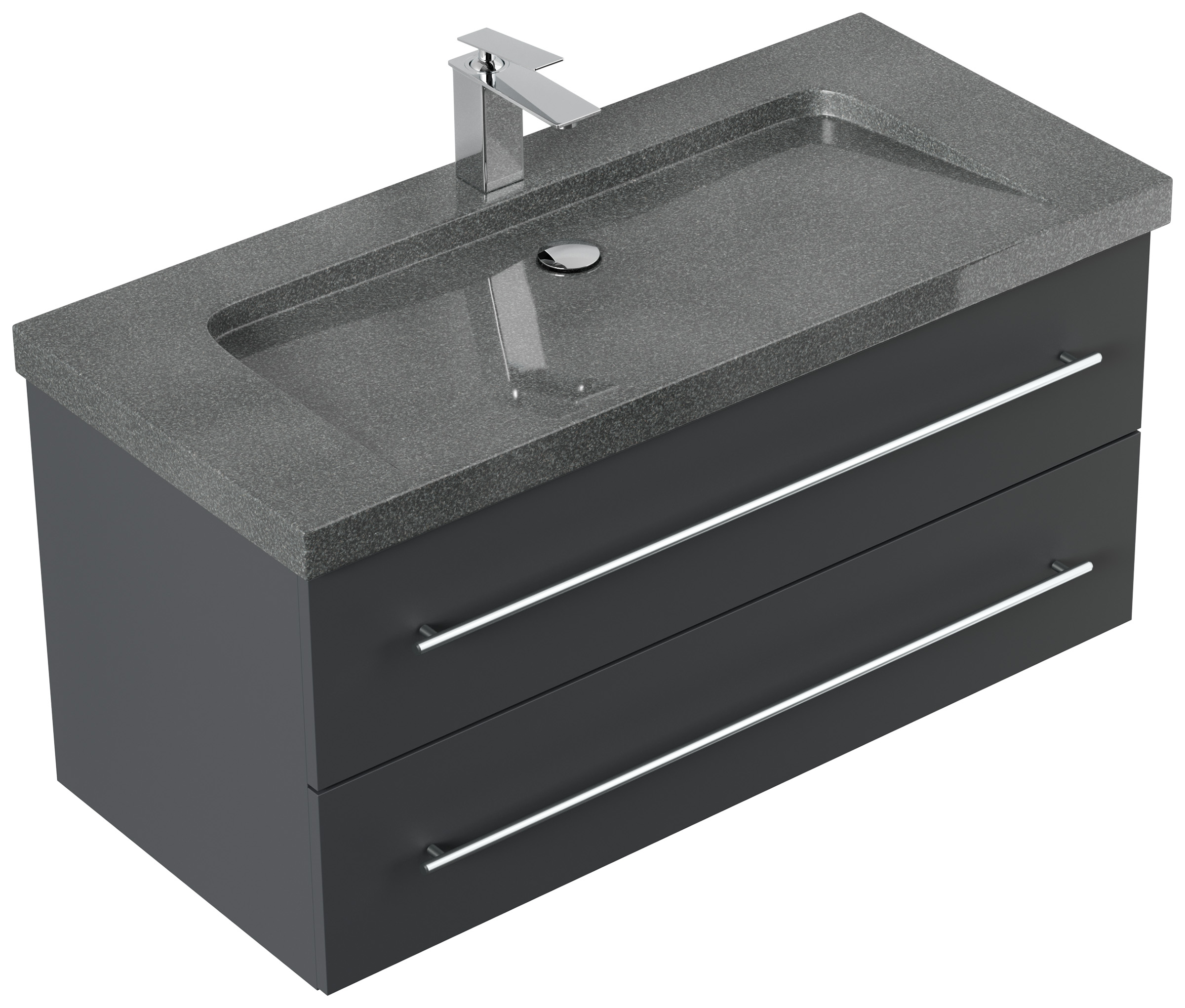 Badmöbel Granit G654 Damo 100 cm 1 Hahnloch SoftClose grafit