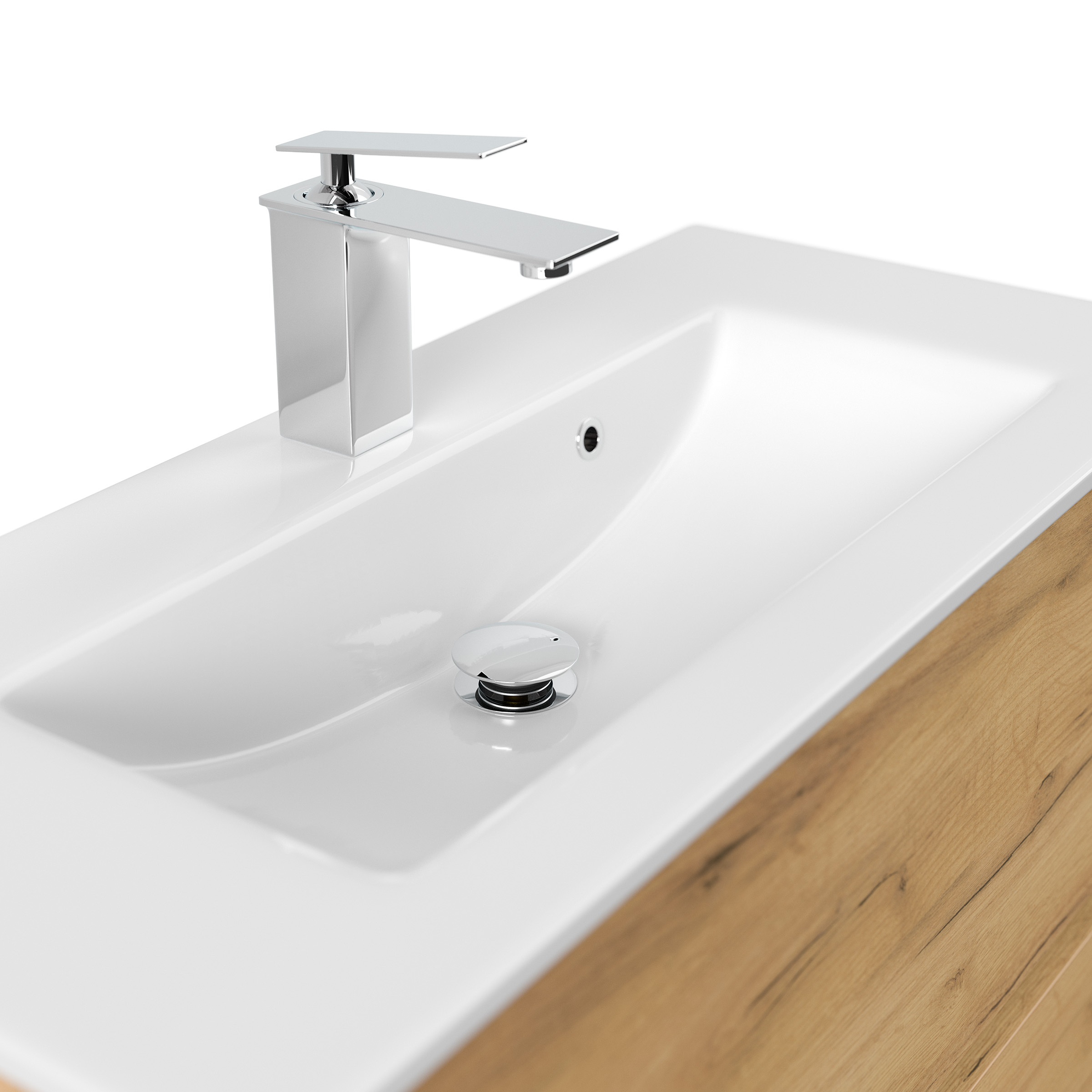 Badmöbel Set Taifun Slimline 80cm & LED Spiegel eiche gold