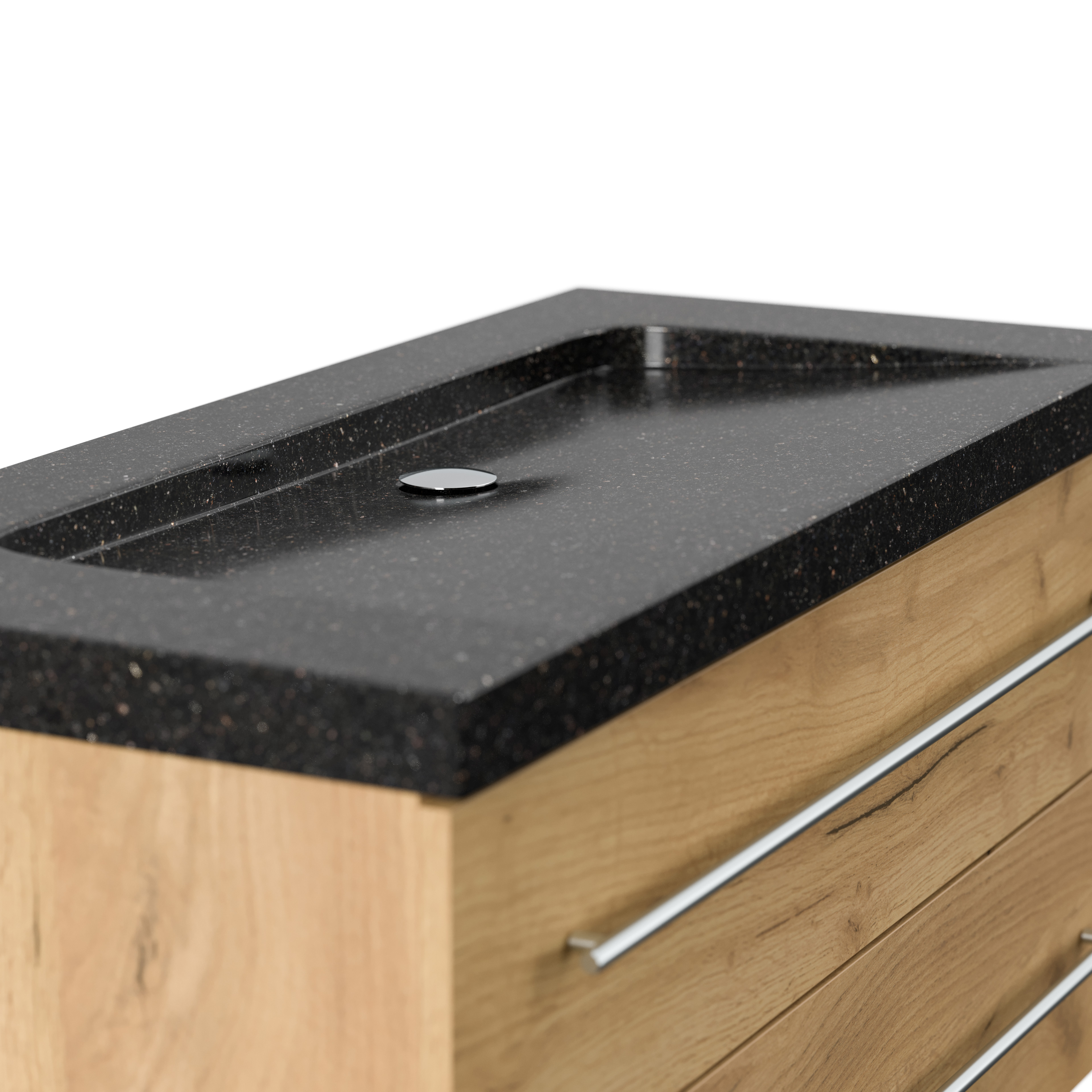 Badmöbel Granit Galaxy Black Damo 100 cm ohne Hahnloch SoftClose grafit