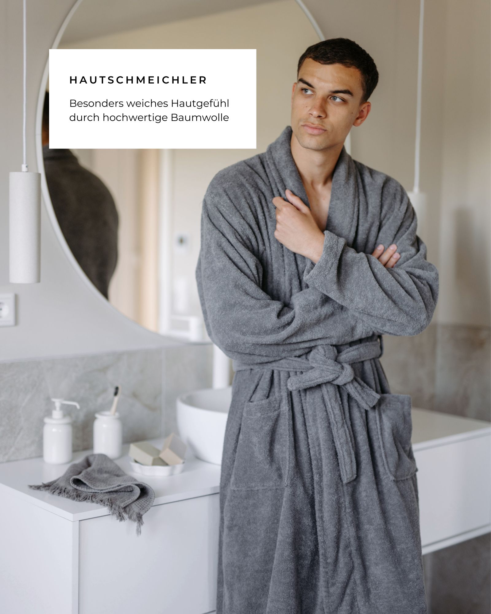 Bademantel ELA XXL 100% Baumwolle Dark Grey