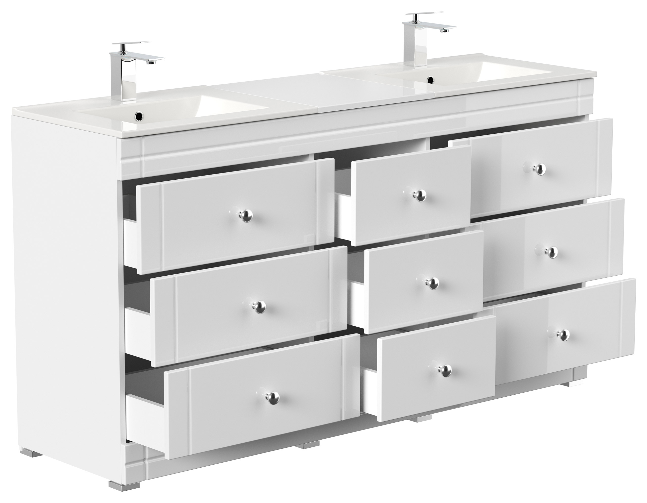 Stand Badmöbel Cosmo Klassik SoftClose weiss hochglanz
