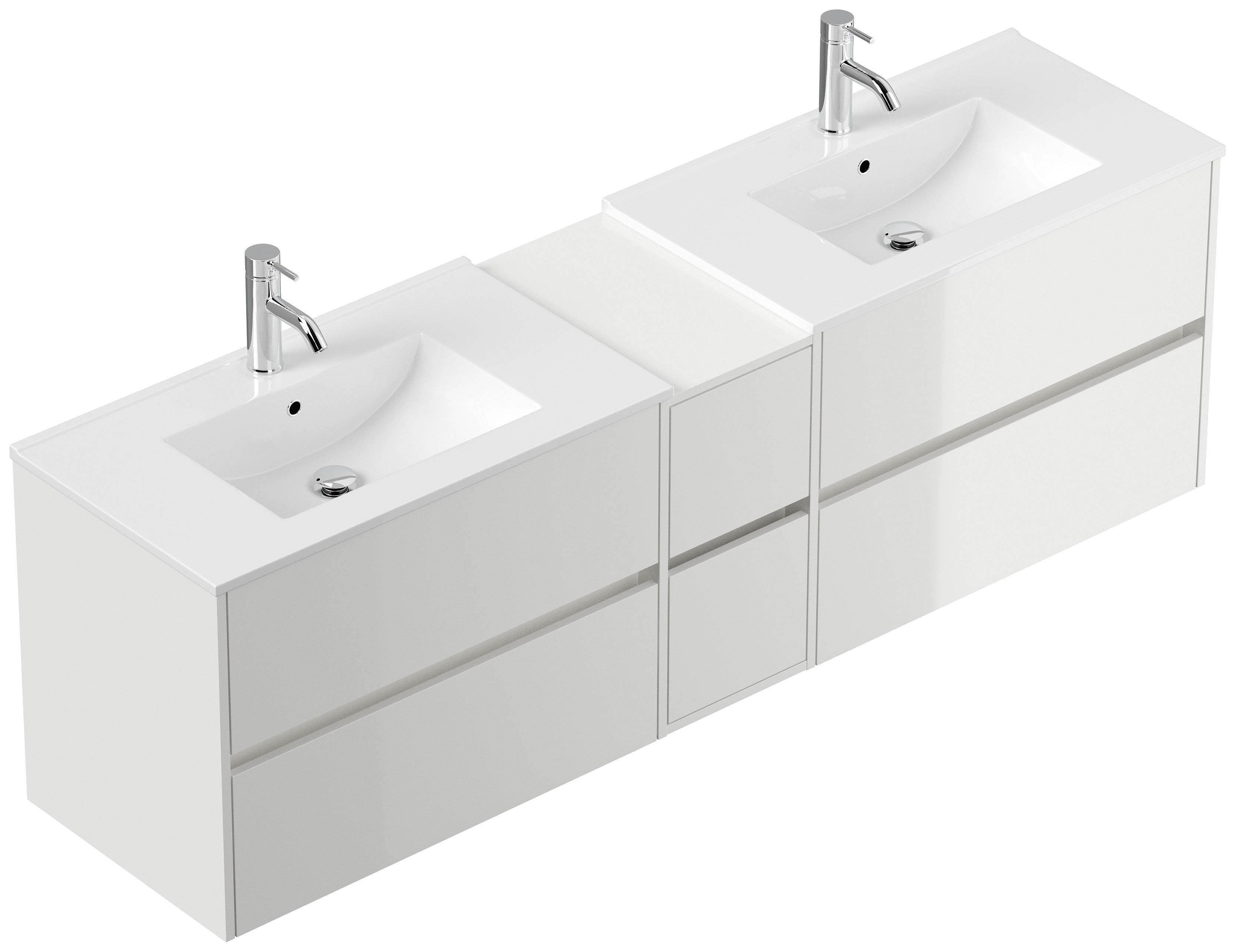 Badmöbelset Taifun 190cm 3tlg mit 2x Spiegelschrank weiß Hgl