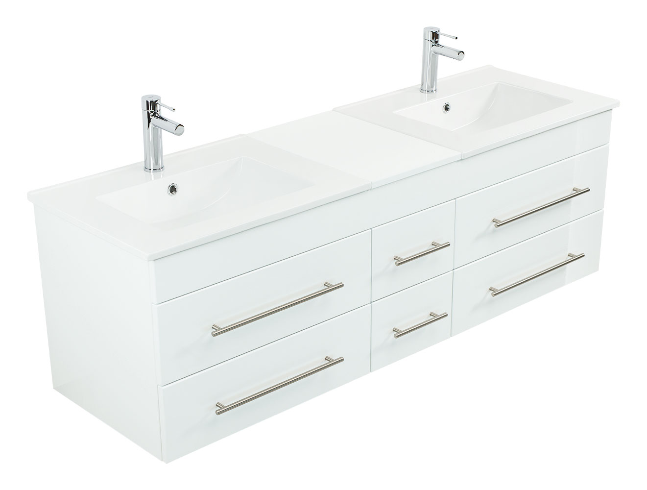 Badmöbel Milano XL 172cm Doppel- Waschtisch SoftClose weiss hochglanz