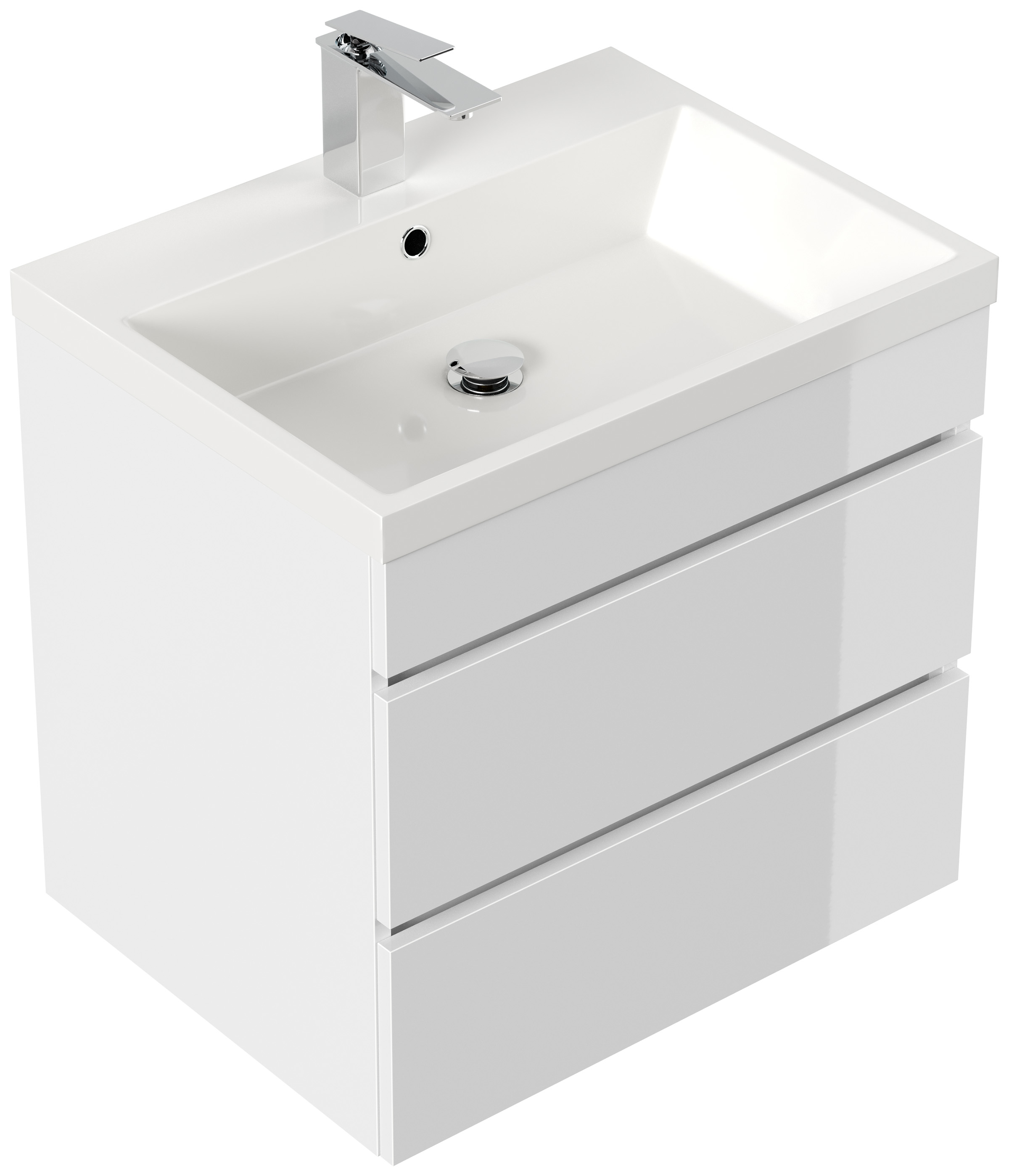 Badmöbel Via 60 SoftClose weiss hochglanz mit grifflosen Schubladen
