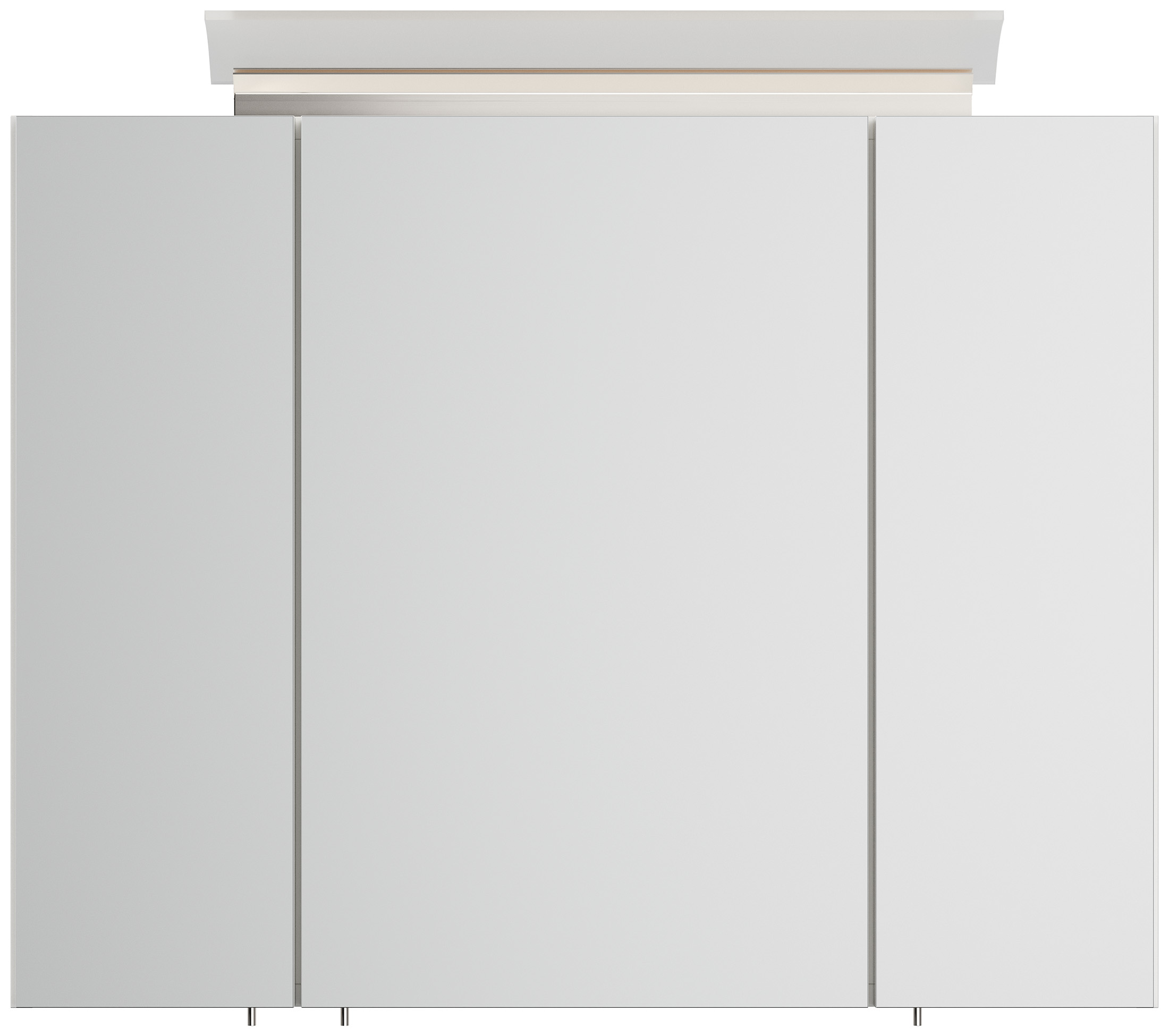Spiegelschrank 80cm inkl. Design LED-Lampe und Glasböden weiss hochglanz