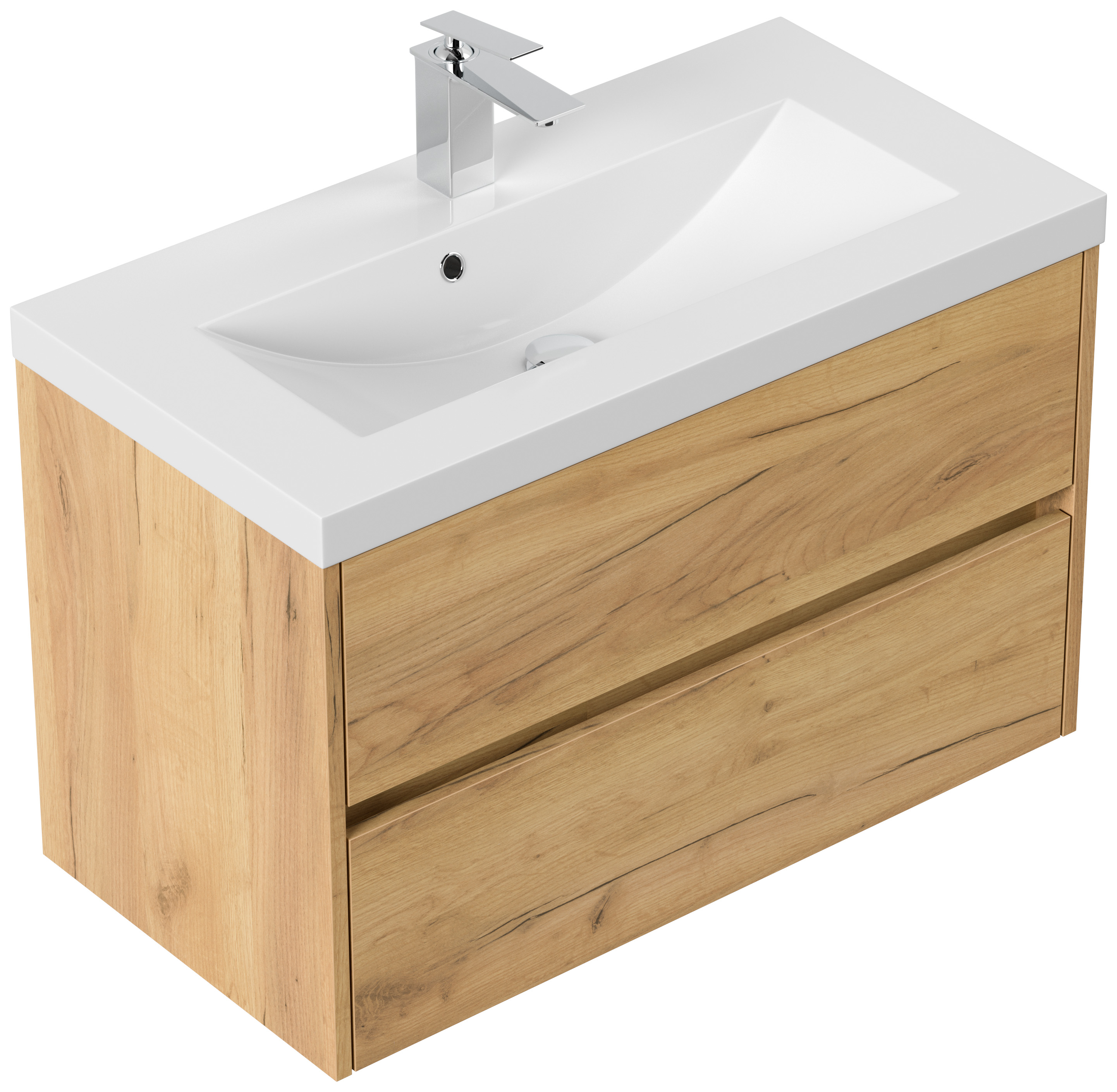 Badmöbel Melora & Waschtisch 80cm 2 Greifraum SoftClose Auszüge eiche gold