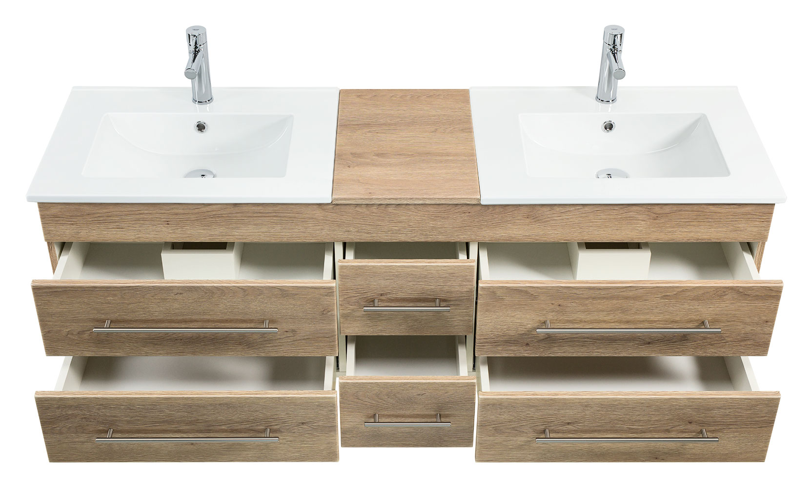 Badmöbel Milano XL 172cm Doppel- Waschtisch SoftClose eiche hell