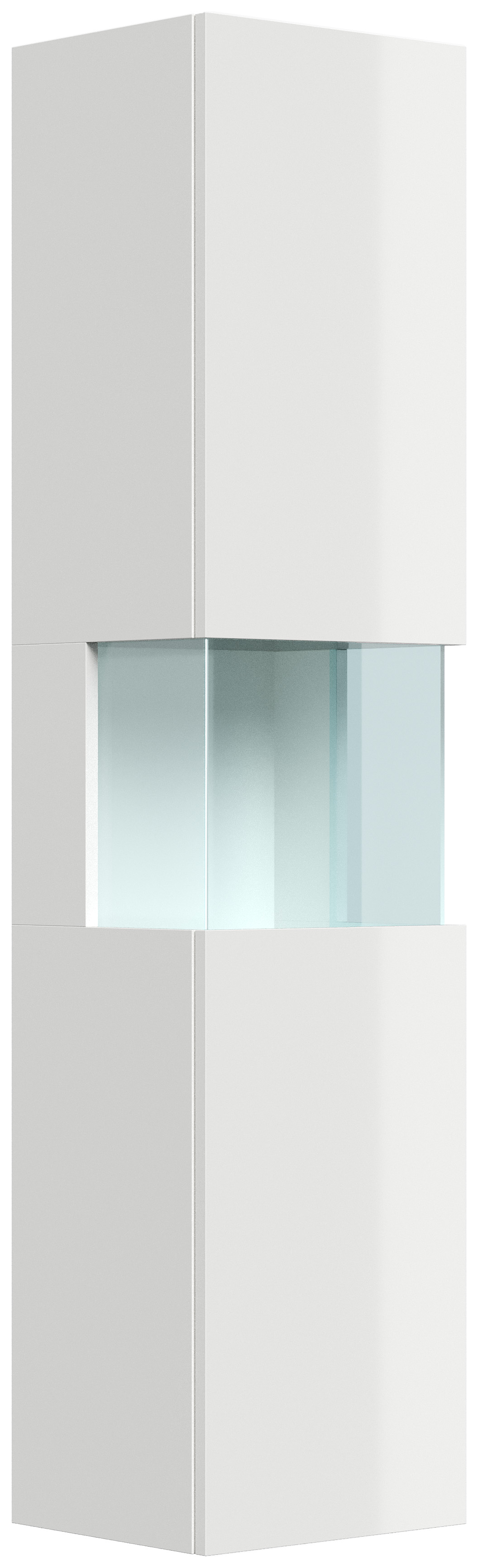 Design Badschrank Hochschrank 150cm  Softclose Taifun Glaselement weiß Hgl