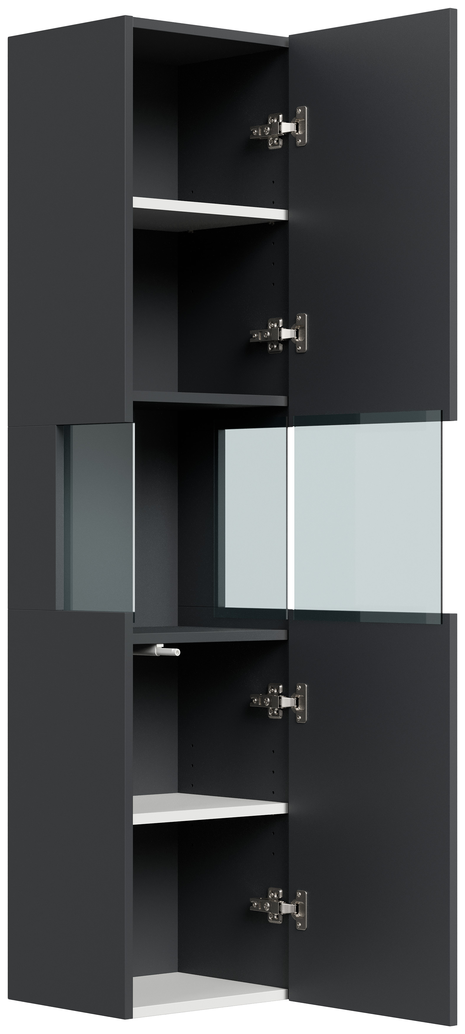 Doppel-Badmöbel Set Taifun 4tlg.120cm LED Spiegel 3er Boxen & Hochschrank Grafit