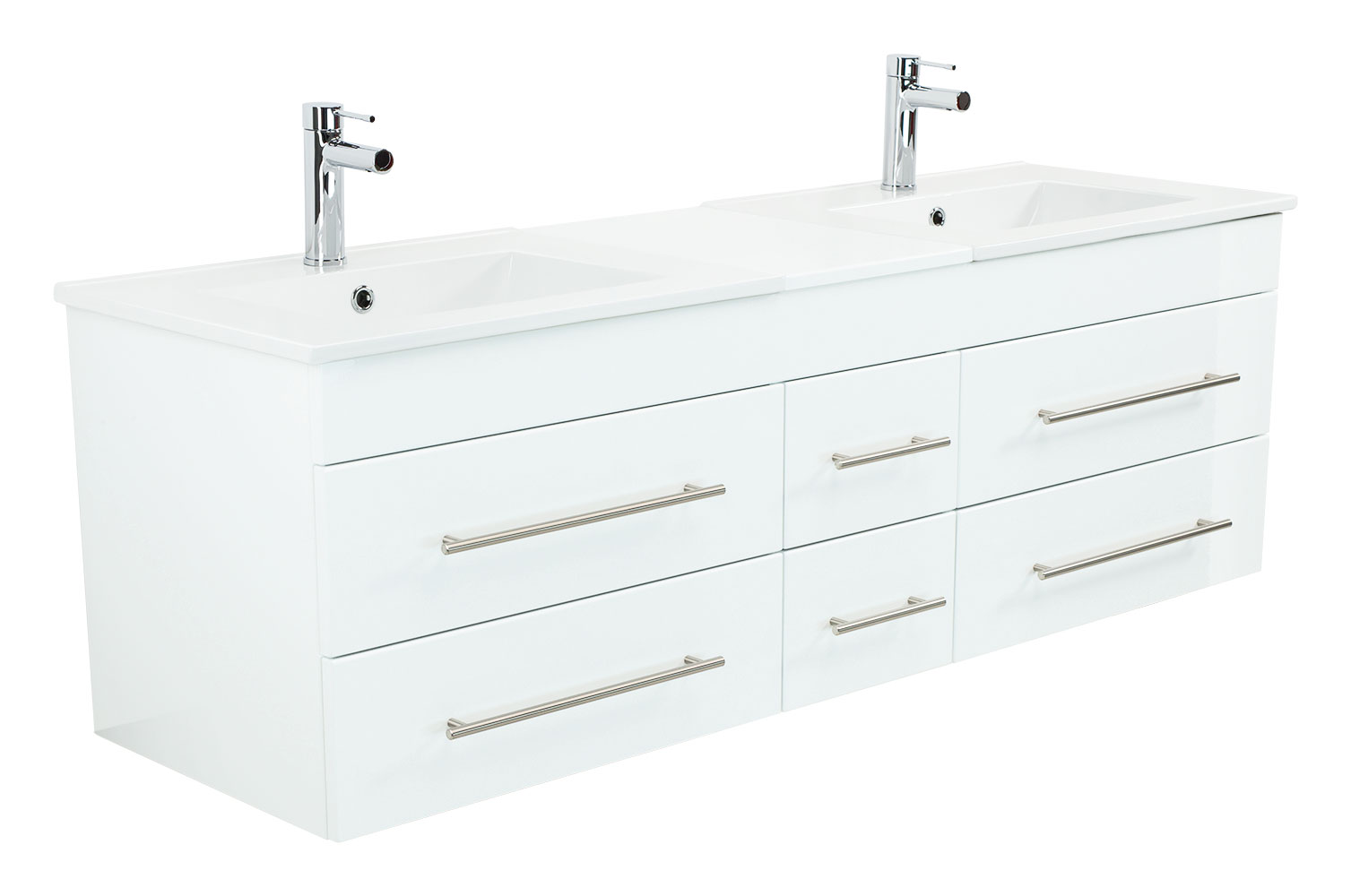 Badmöbel Milano XL 172cm Doppel- Waschtisch SoftClose weiss hochglanz
