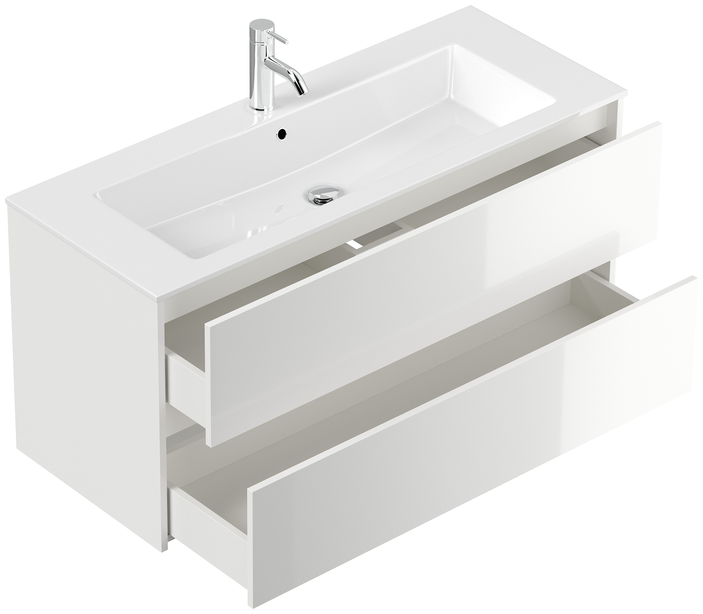 Badmöbel Set Taifun 3tlg. 120 cm mit Spiegelschrank & Hochschrank weiß Hgl