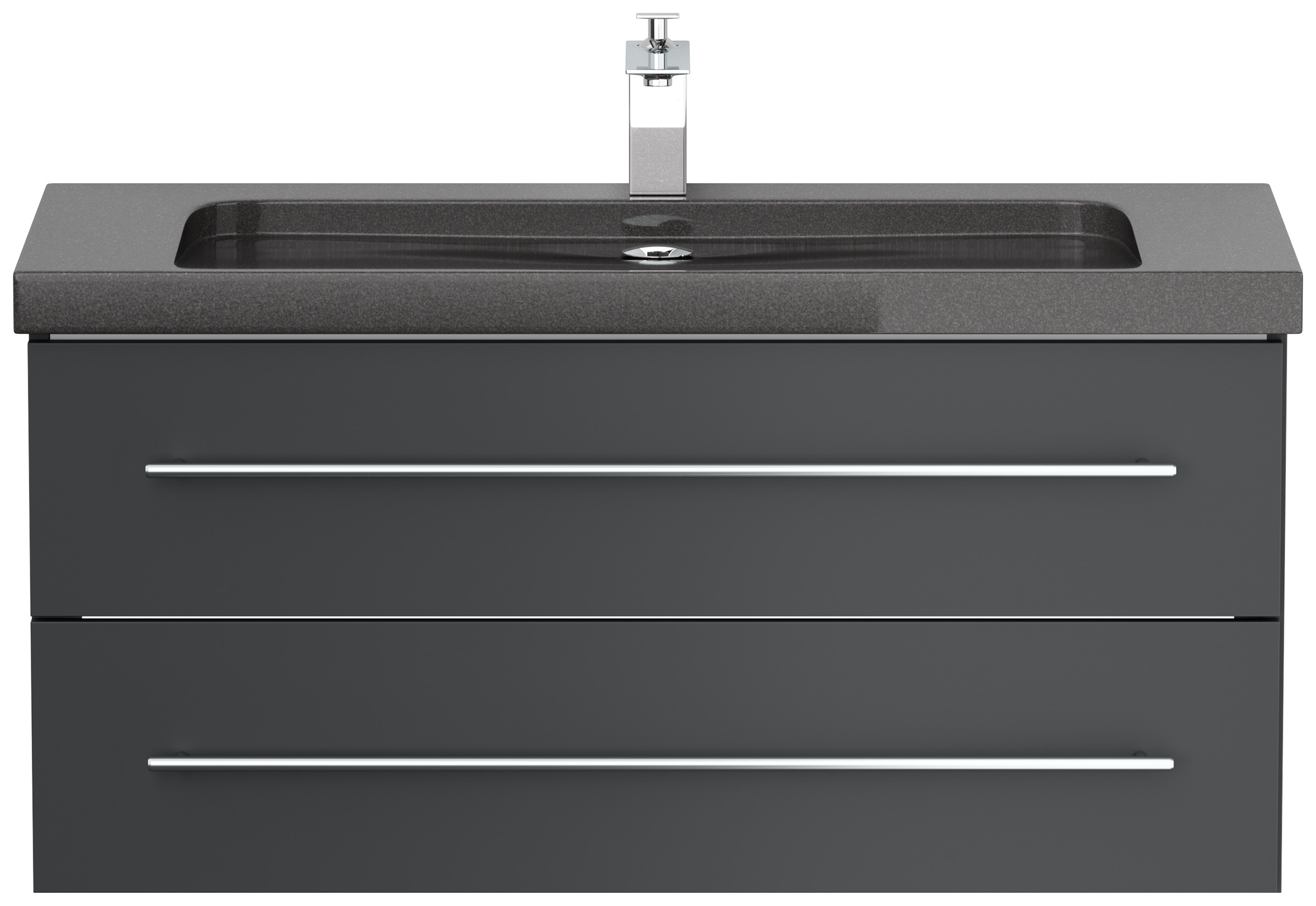Badmöbel Granit India Black Damo 100 cm 1 Hahnloch SoftClose grafit
