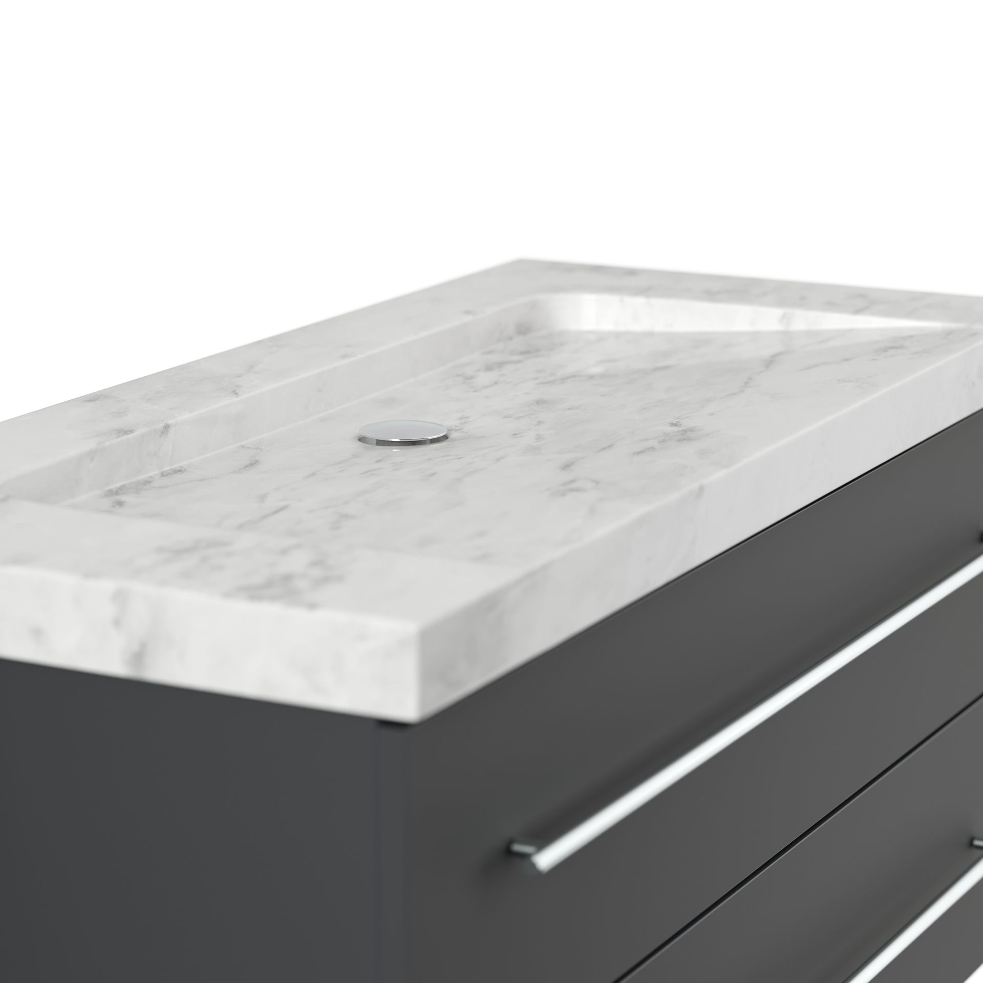 Badmöbel Marmor Carrara White Damo 100 cm ohne Hahnloch SoftClose grafit