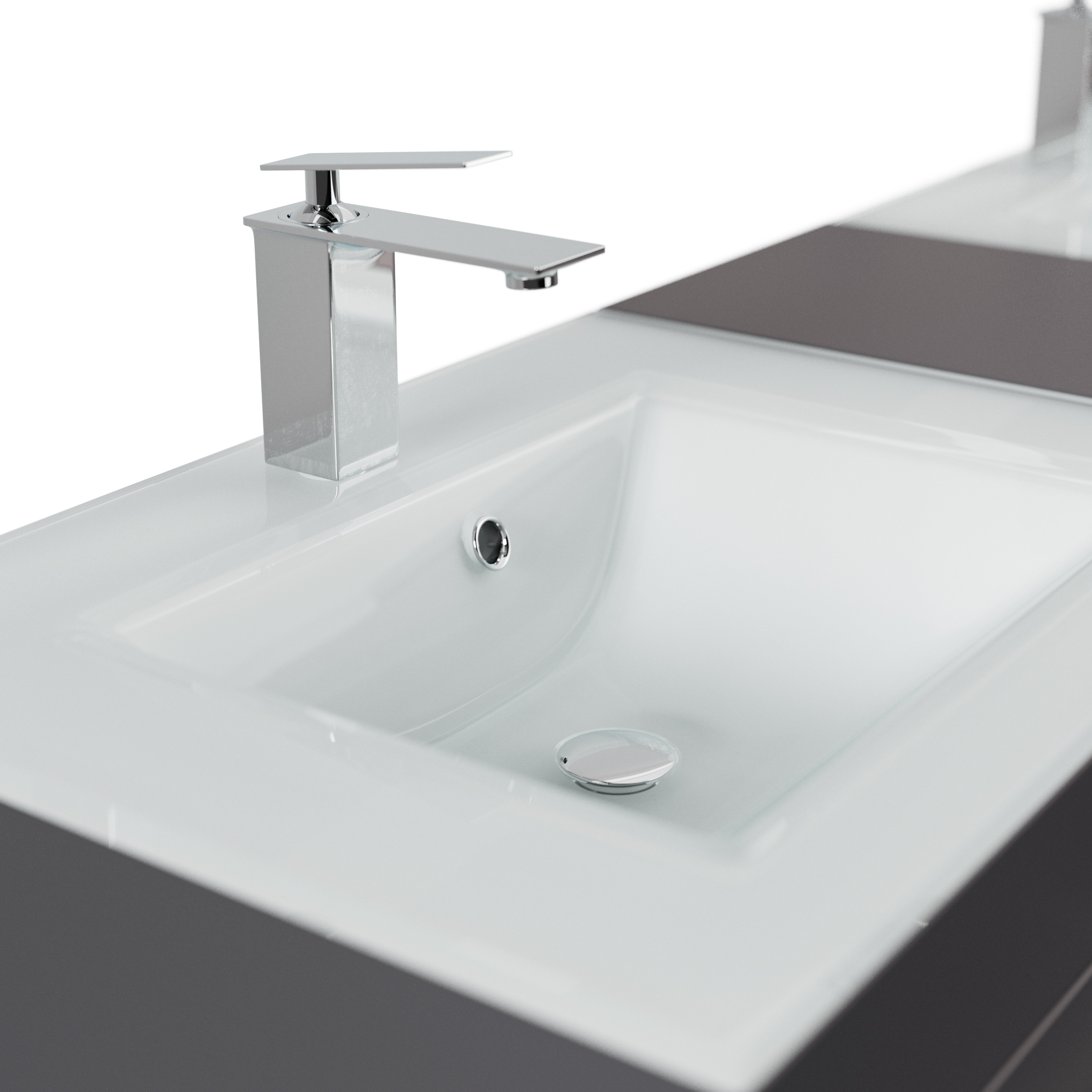 Badmöbel Vitro XL mit Doppel-Glasbecken SoftClose anthrazit