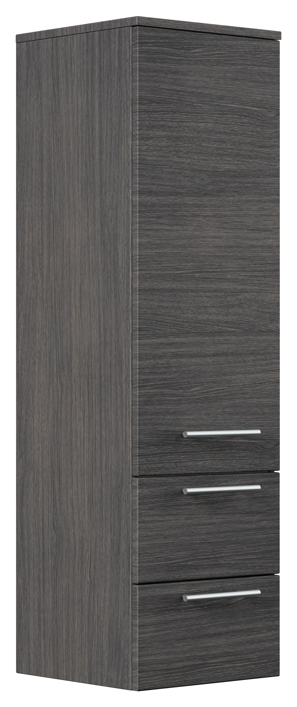 Hochschrank 120 cm anthrazit gemasert mit Glaseinlagen
