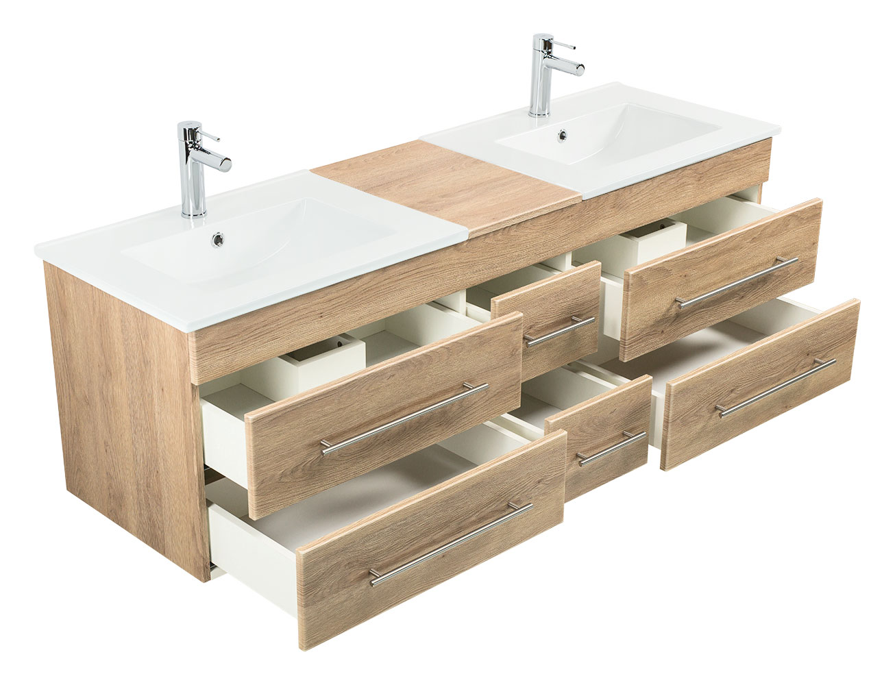 Badmöbel Milano XL 172cm Doppel- Waschtisch SoftClose eiche hell