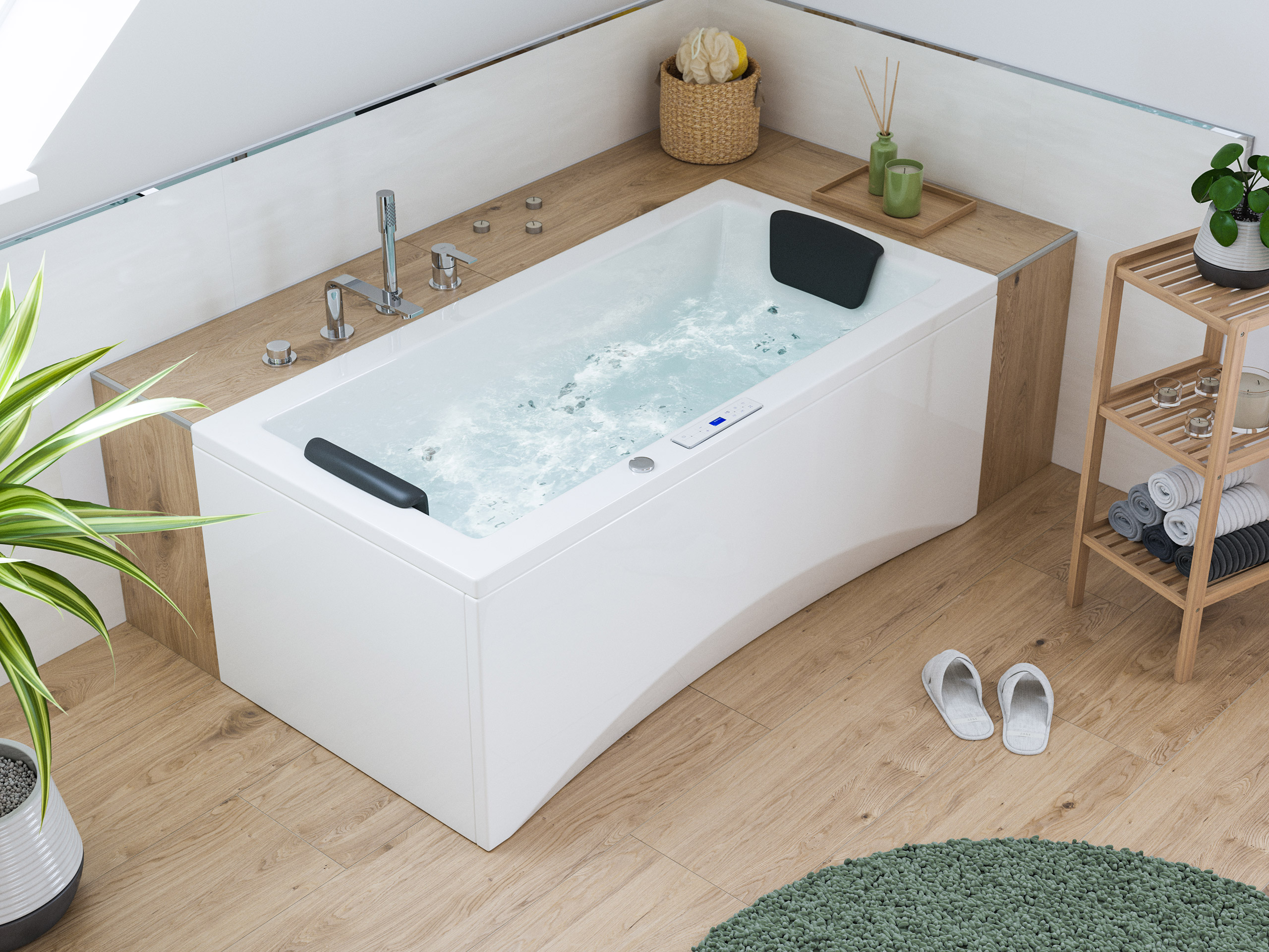Rechteck Whirlpool Unity 150x75 Made in Germany 22 Massagedüsen ohne Armatur