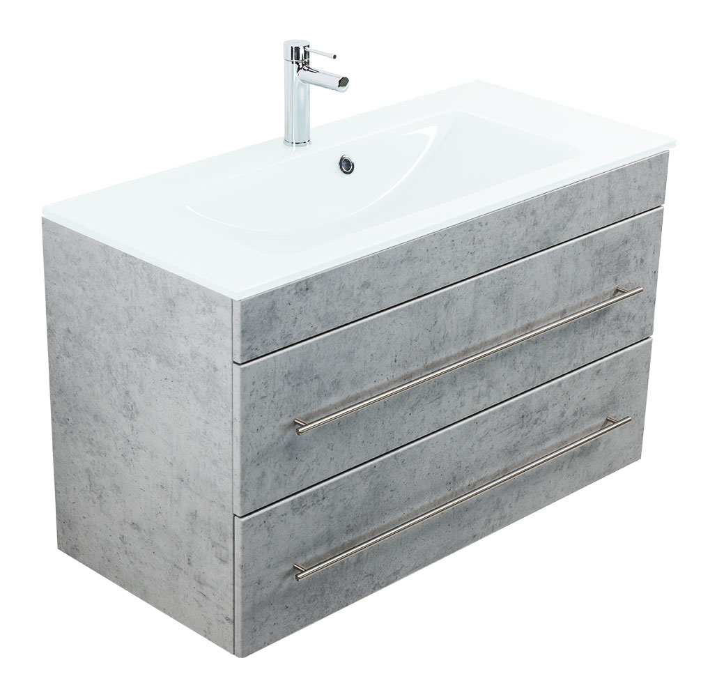Badmöbel Vitro 1000 mit Glaswaschbecken SoftClose beton
