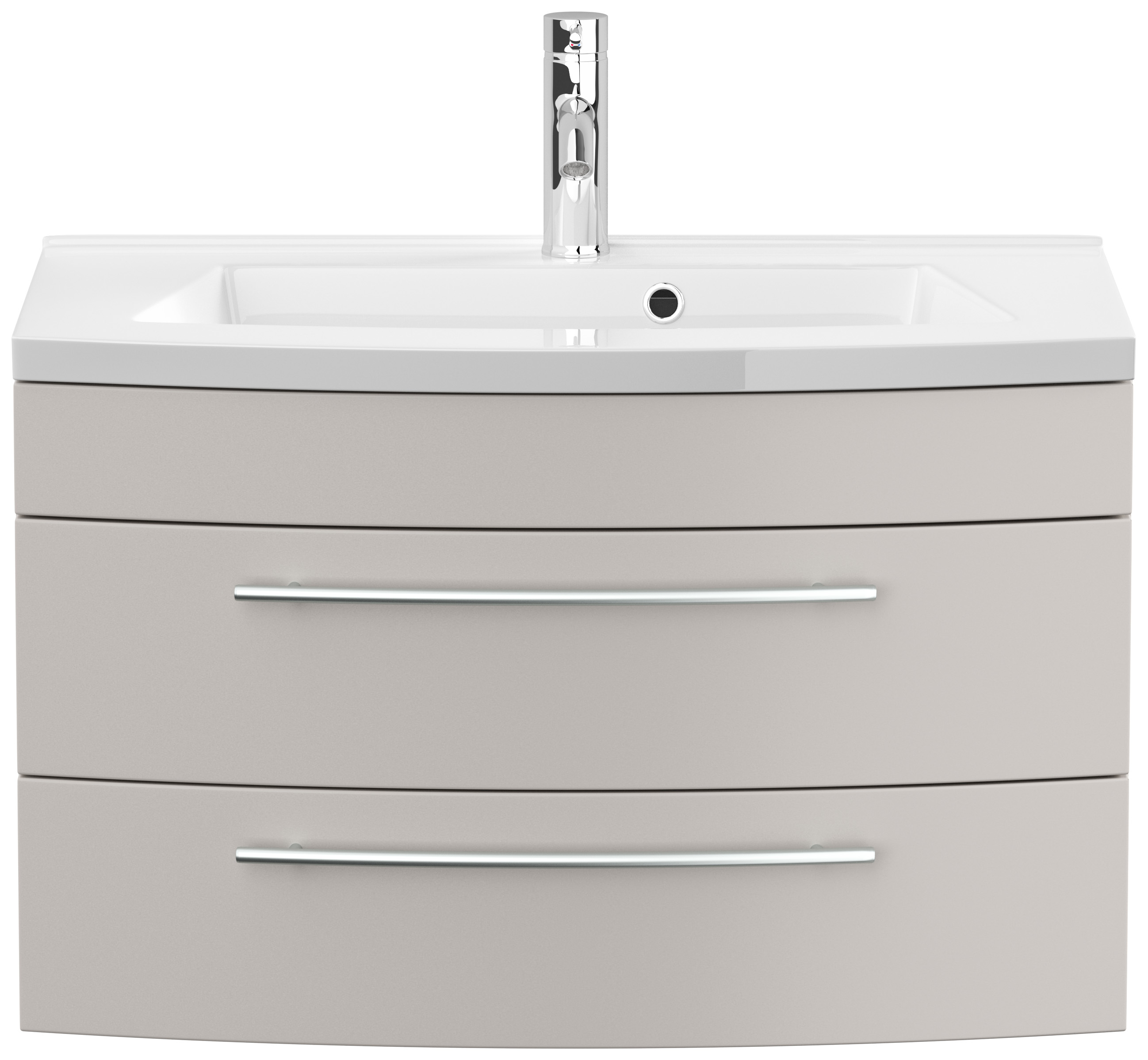Badmöbel Bella 80 mit runder Front SoftClose lackiert kaschmir matt