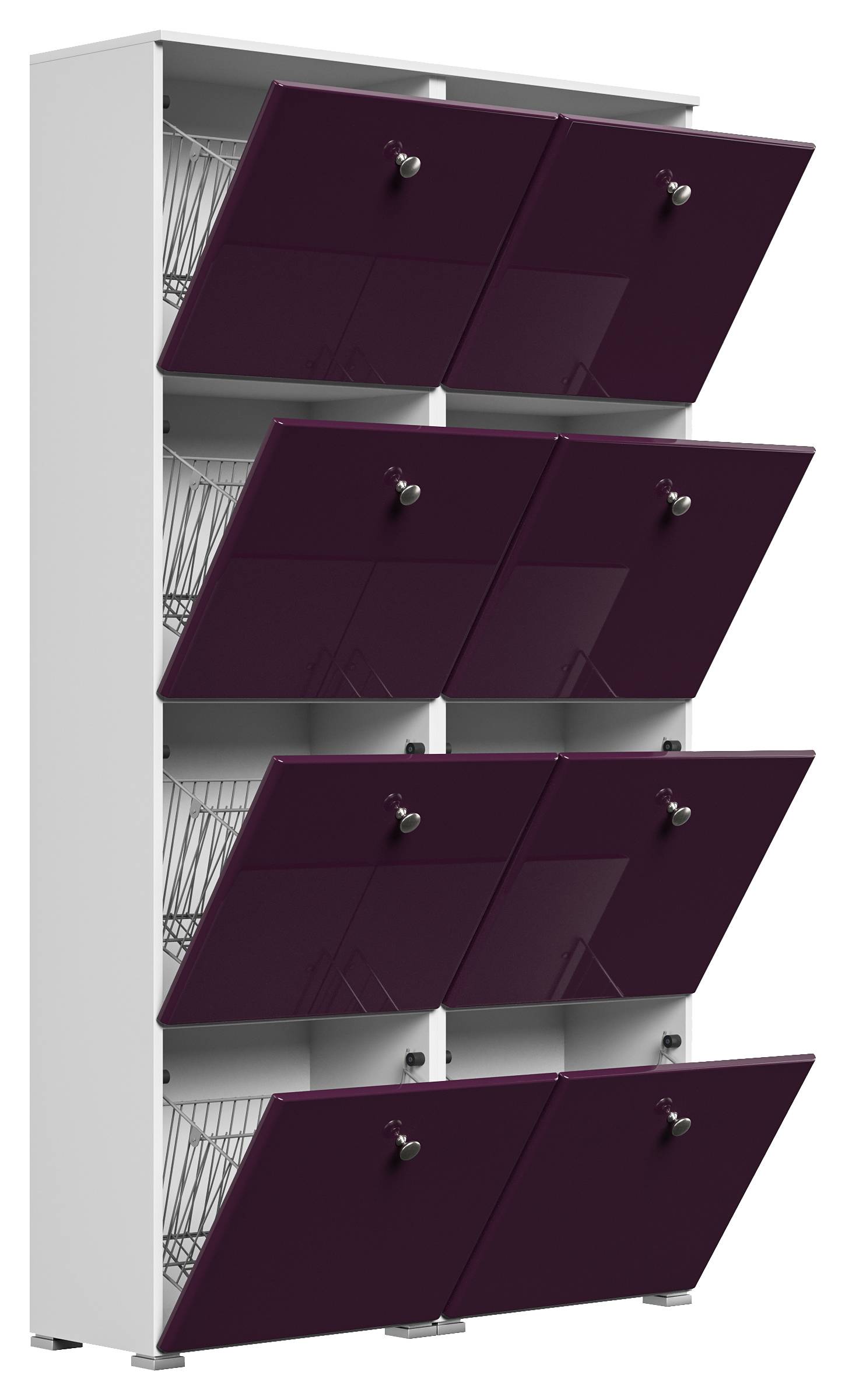 Garderobe Set 113 Brawley 2 tlg Schuhschrank 8 Klappen 32 Paar Weiss-Weiss Hgl
