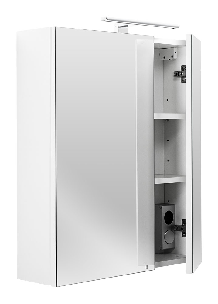 Spiegelschrank 60x68x16cm mit LED Leuchte weiß matt