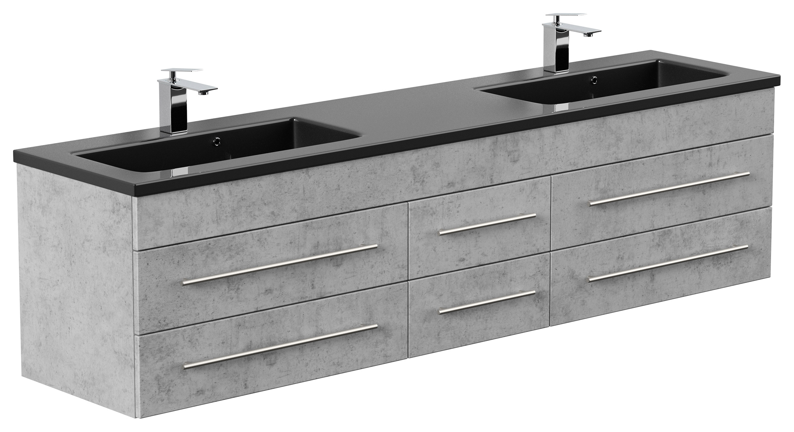 Badmöbel Compose 200 schwarzes Waschbecken SoftClose beton