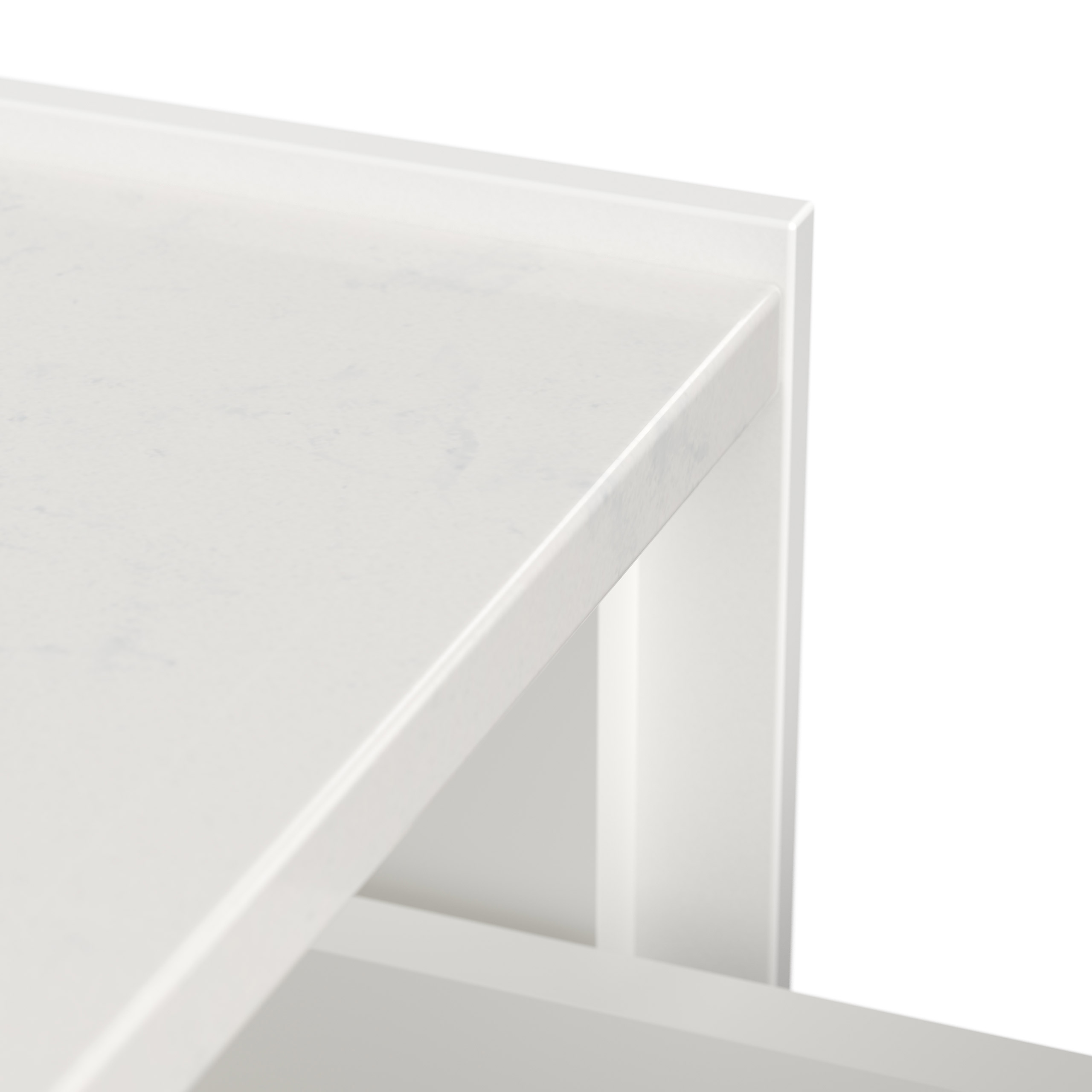 Design Nachttisch Kommode Artem 60cm, Quarztop, 2 Softeinzüge lackiert Weiß Hgl