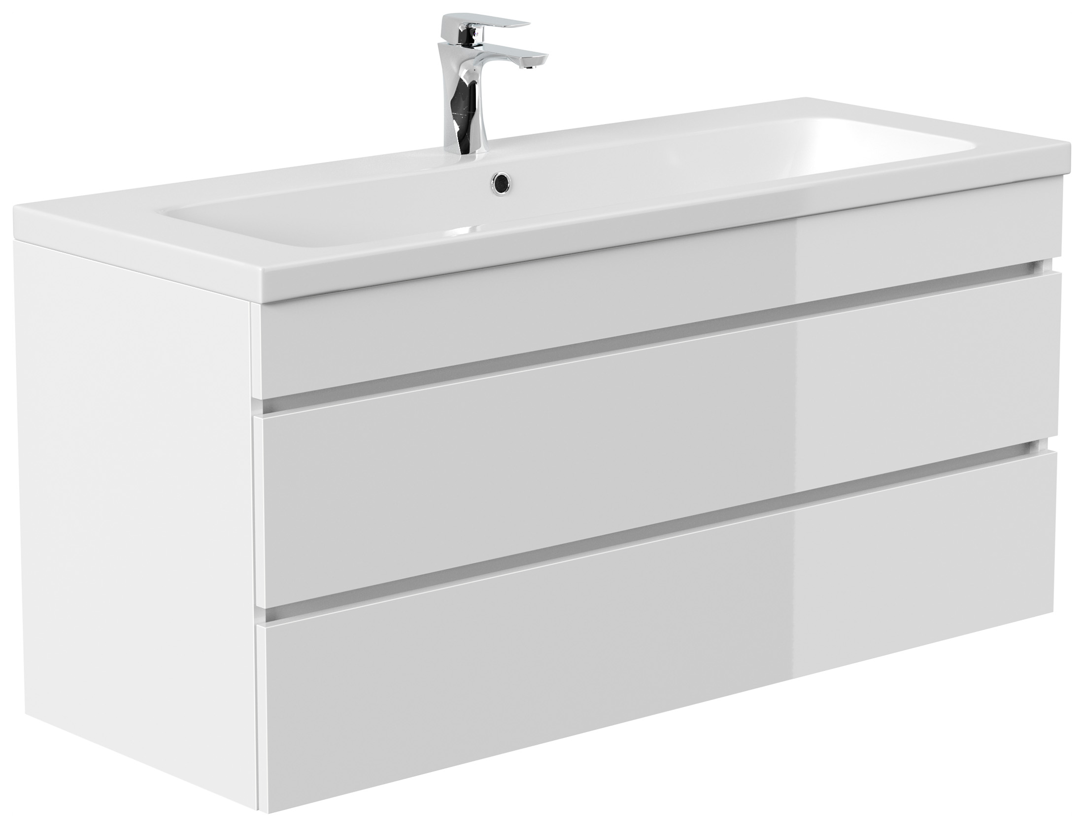 Badmöbel Via 120 SoftClose weiss hochglanz mit grifflosen Schubladen