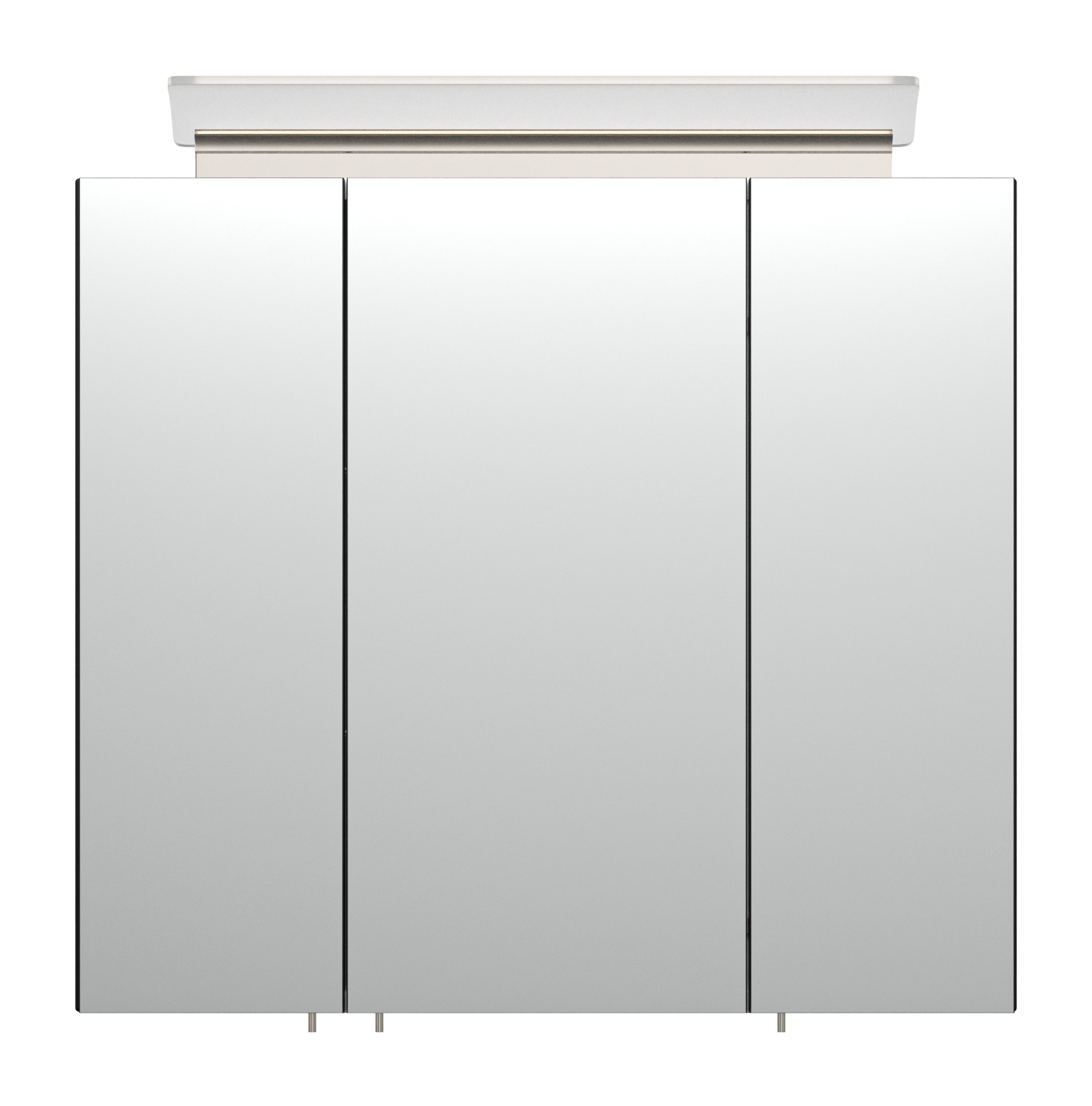 Spiegelschrank 70cm inkl. Design LED-Lampe und Glasböden schwarz