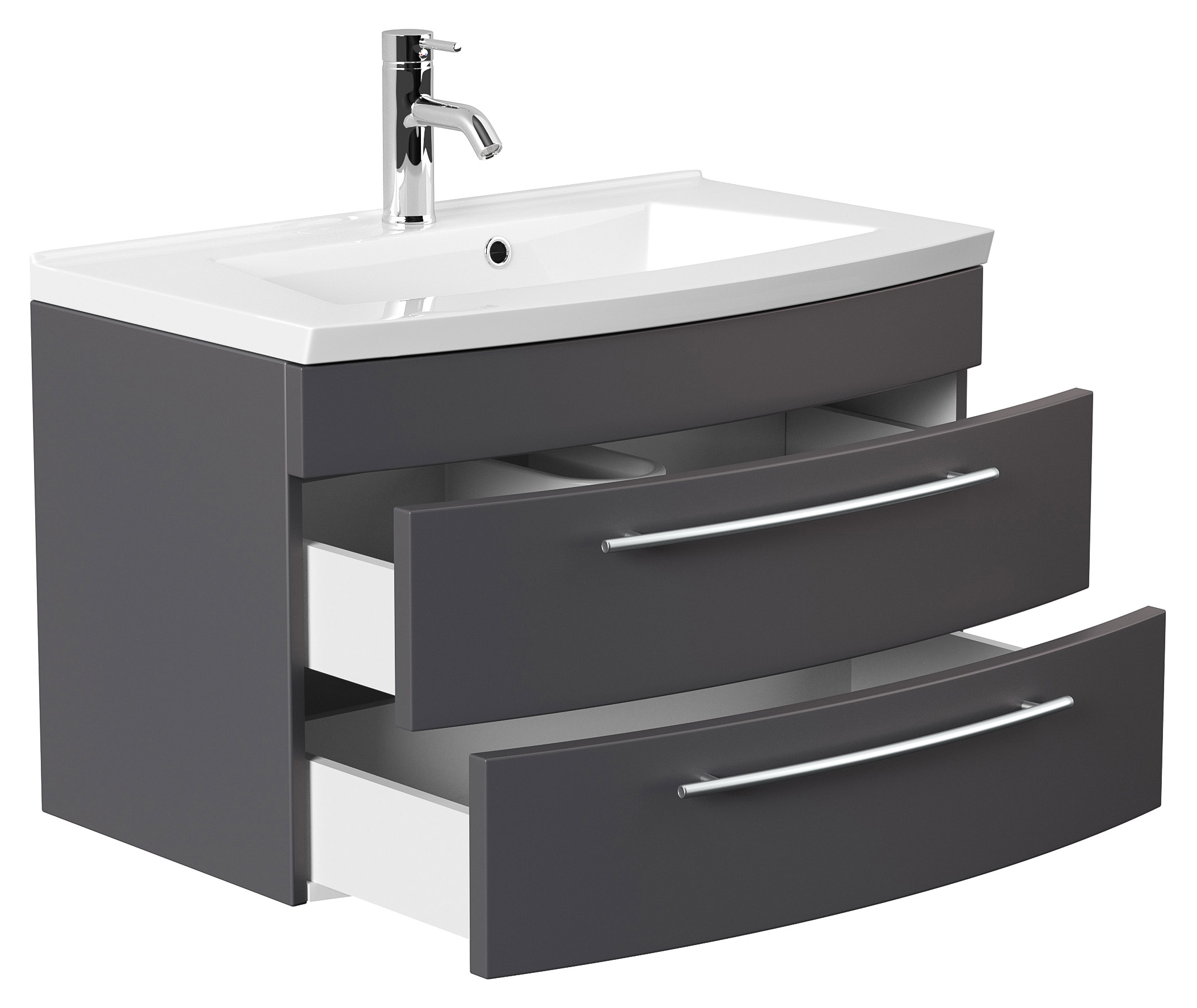 Badmöbel Bella 80 mit runder Front SoftClose anthrazit