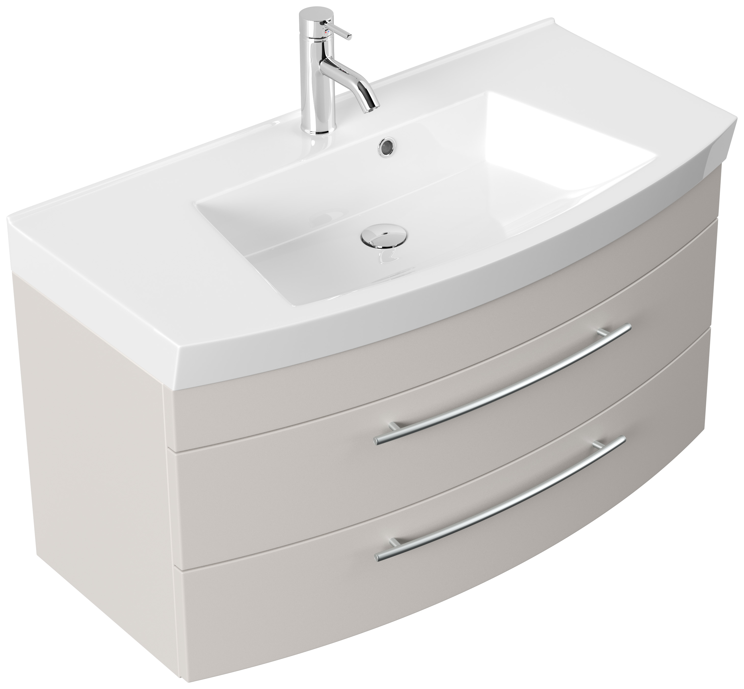 Badmöbel Bella 100 mit runder Front SoftClose lackiert weiss matt