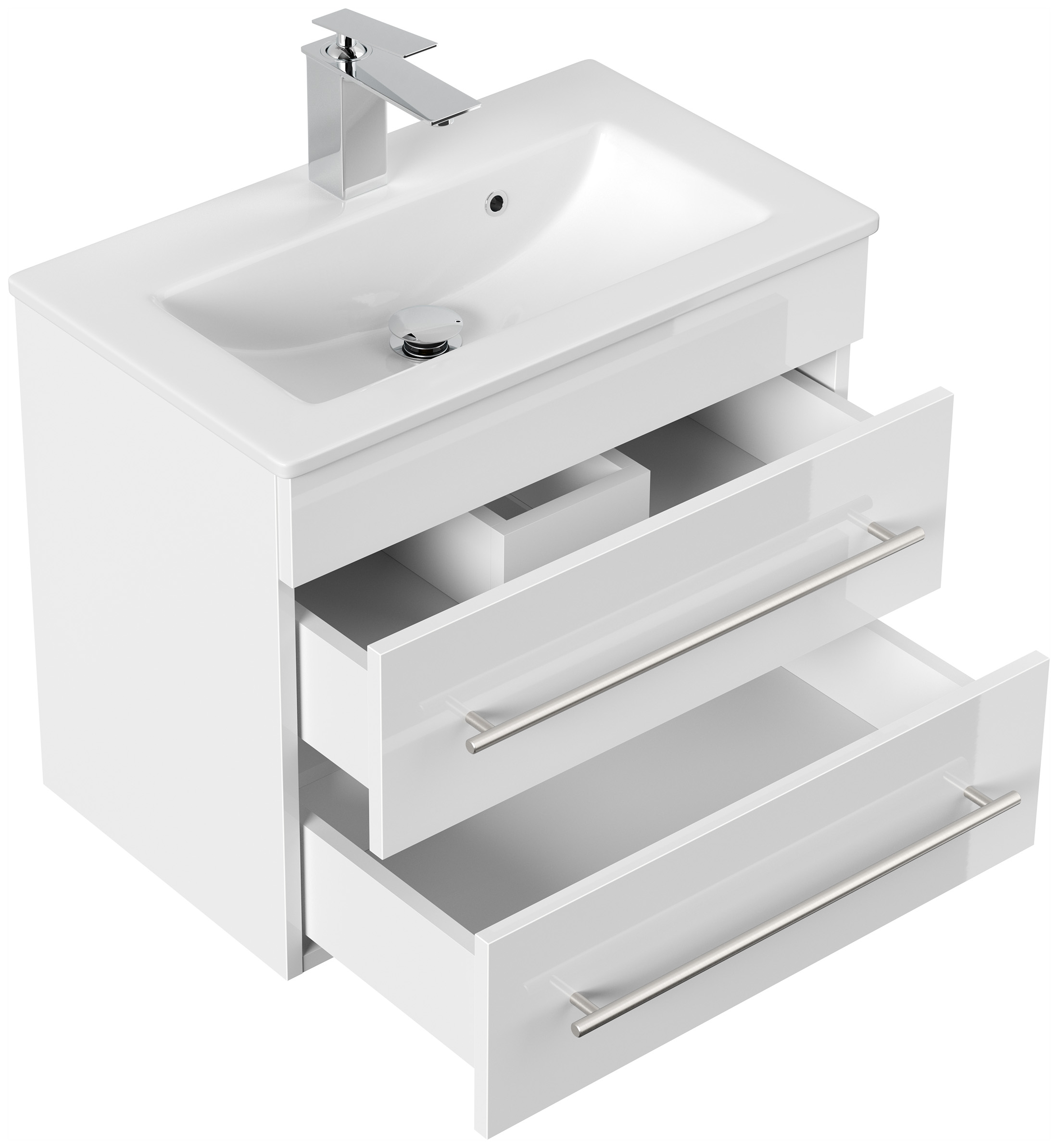 Badmöbel Mars 600 SlimLine SoftClose weiss hochglanz