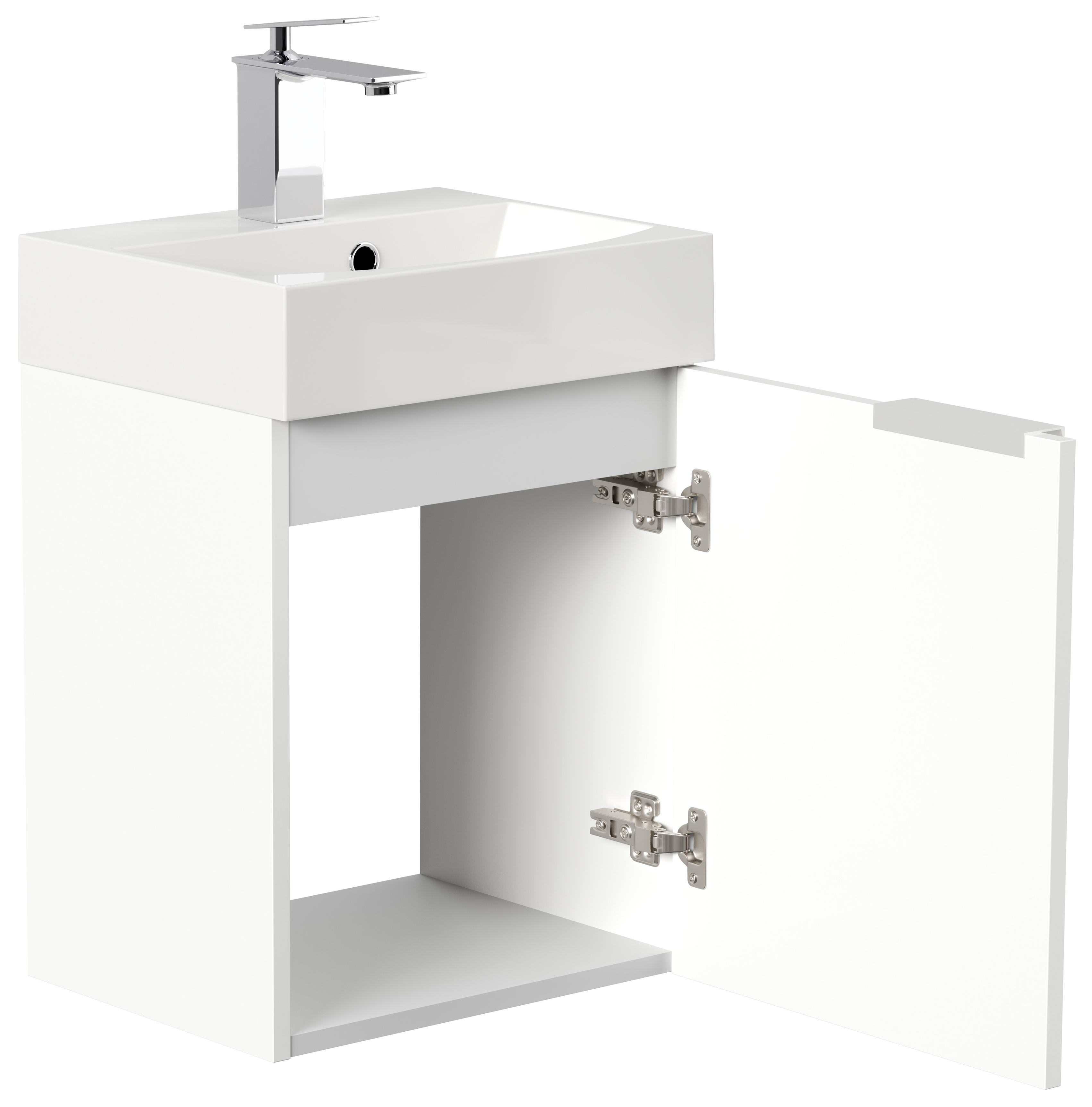 Gäste WC Badmöbel Kubus Slimline 40cm SoftClose weiß hochglanz