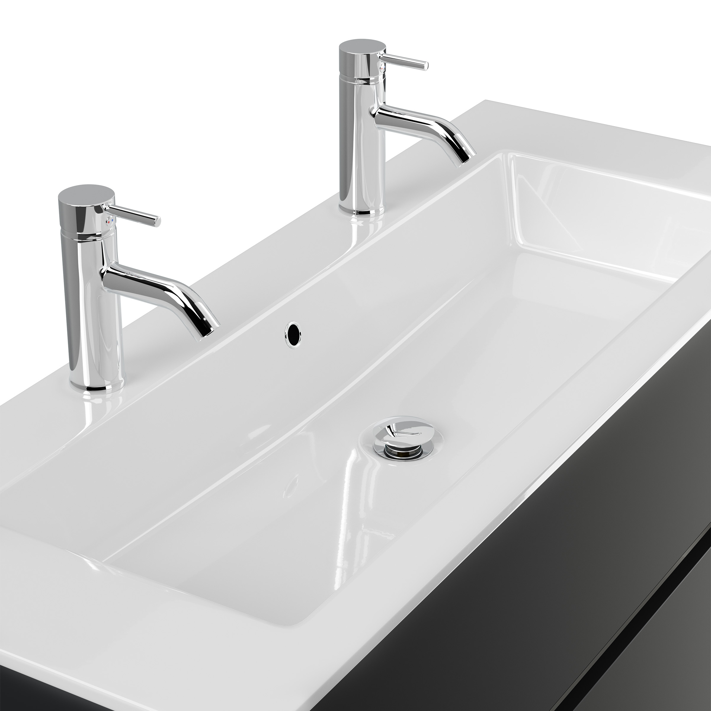 Doppel-Badmöbel Set Taifun 4tlg.120cm LED Spiegel 3er Boxen & Hochschrank Grafit